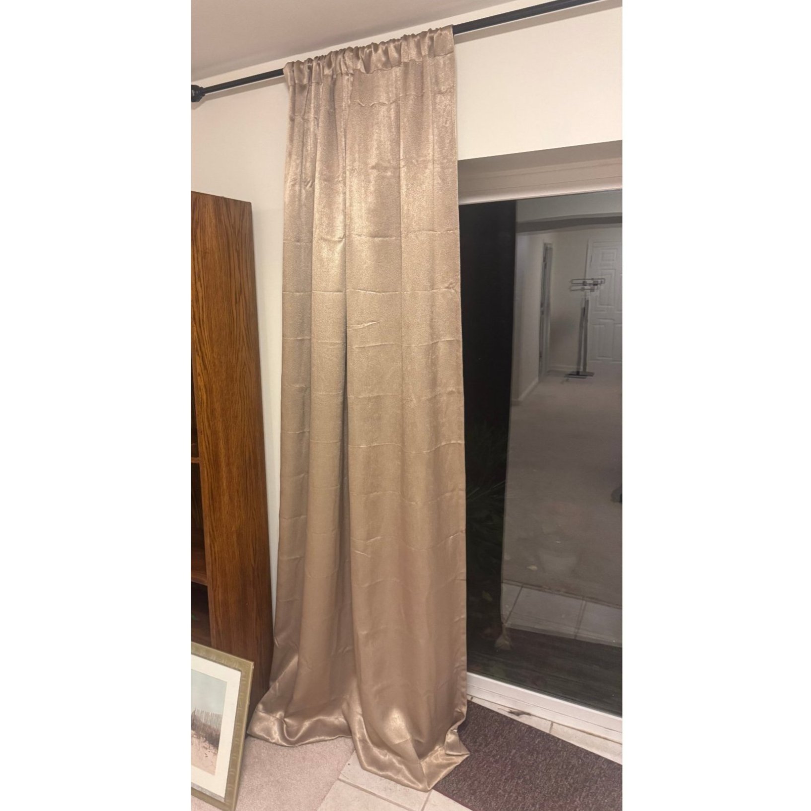 Champagne Gold Shimmer Rod Pocket Curtain Panel, Extra Long