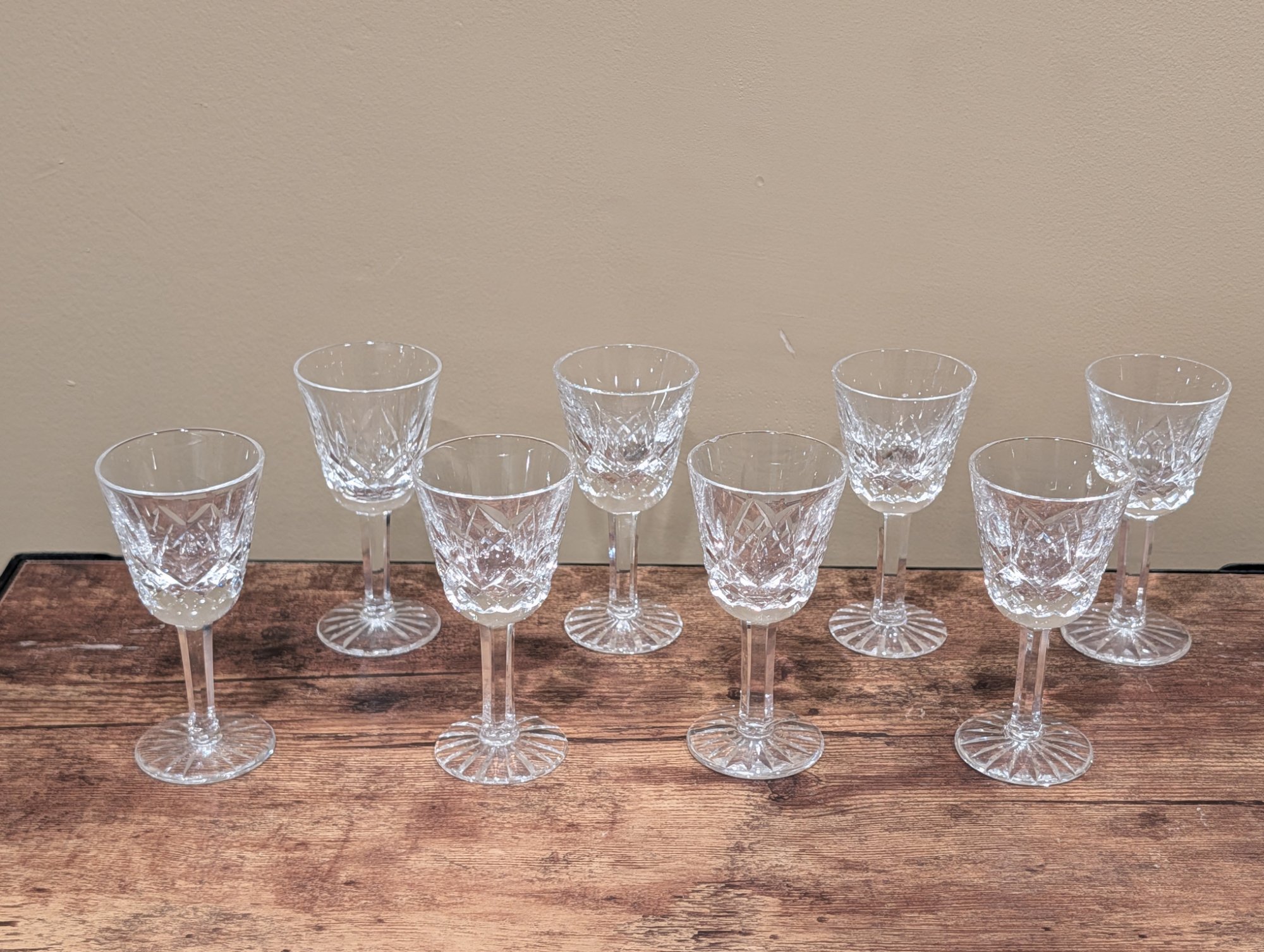 Set of 8 Vintage Cut Crystal Cordial/Liqueur Stem Glasses