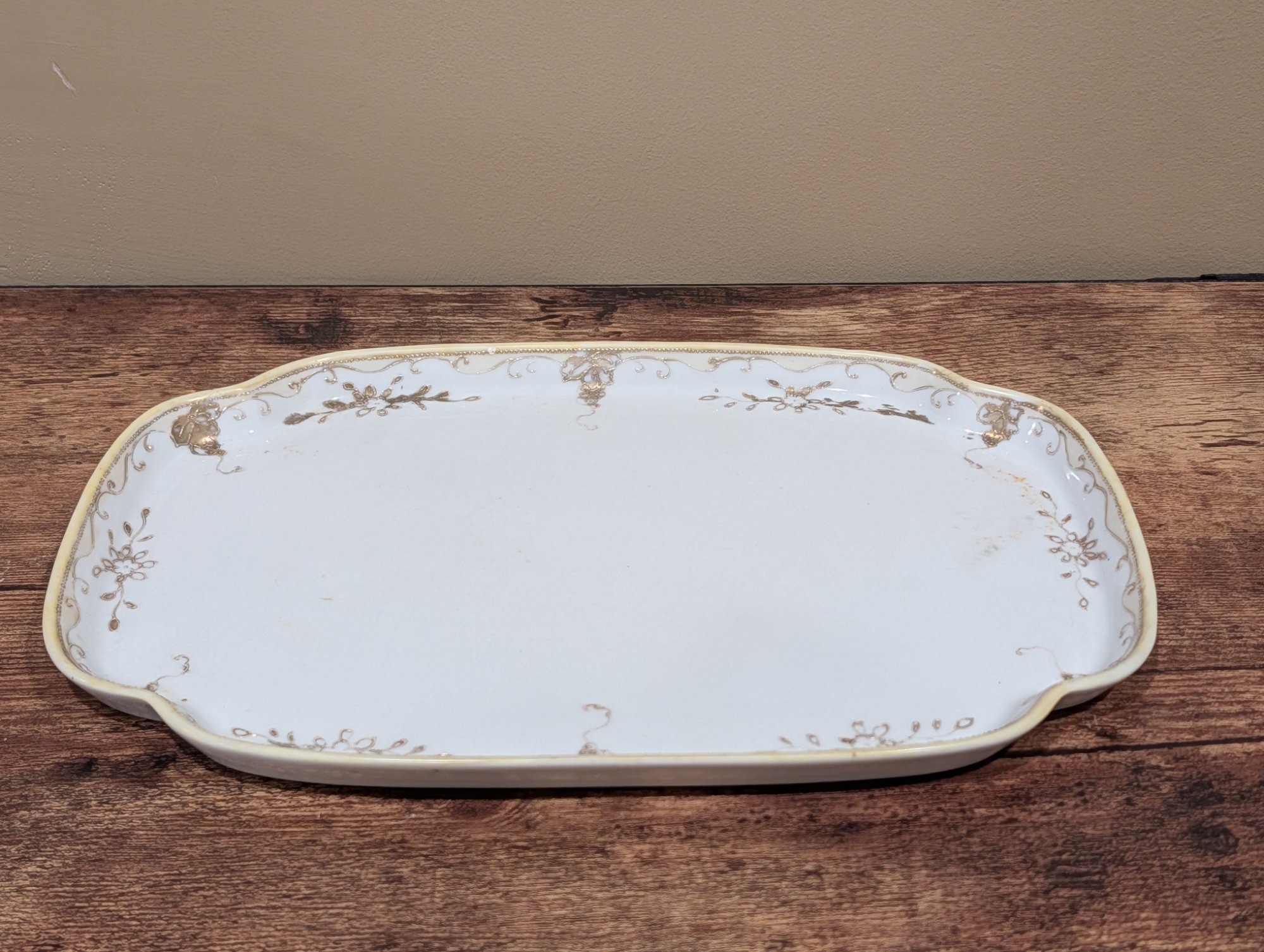 Antique Hand Painted Nippon Porcelain Serving Tray Gold Floral