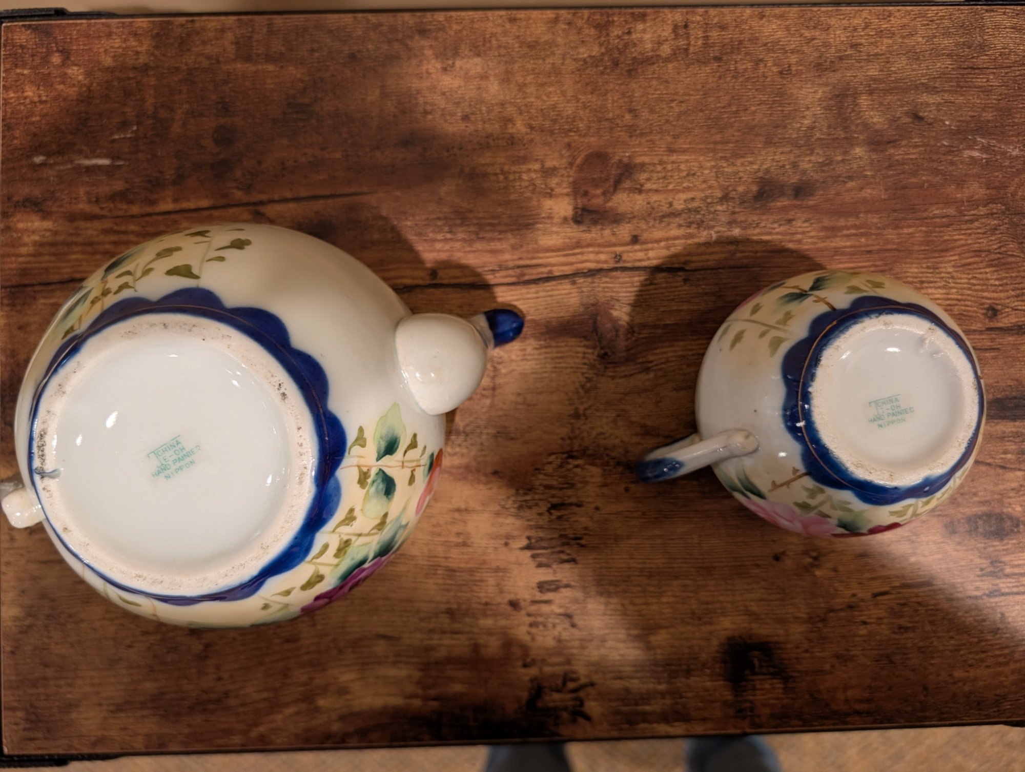 Hand-Painted Nippon China Teapot and Cup Floral Set