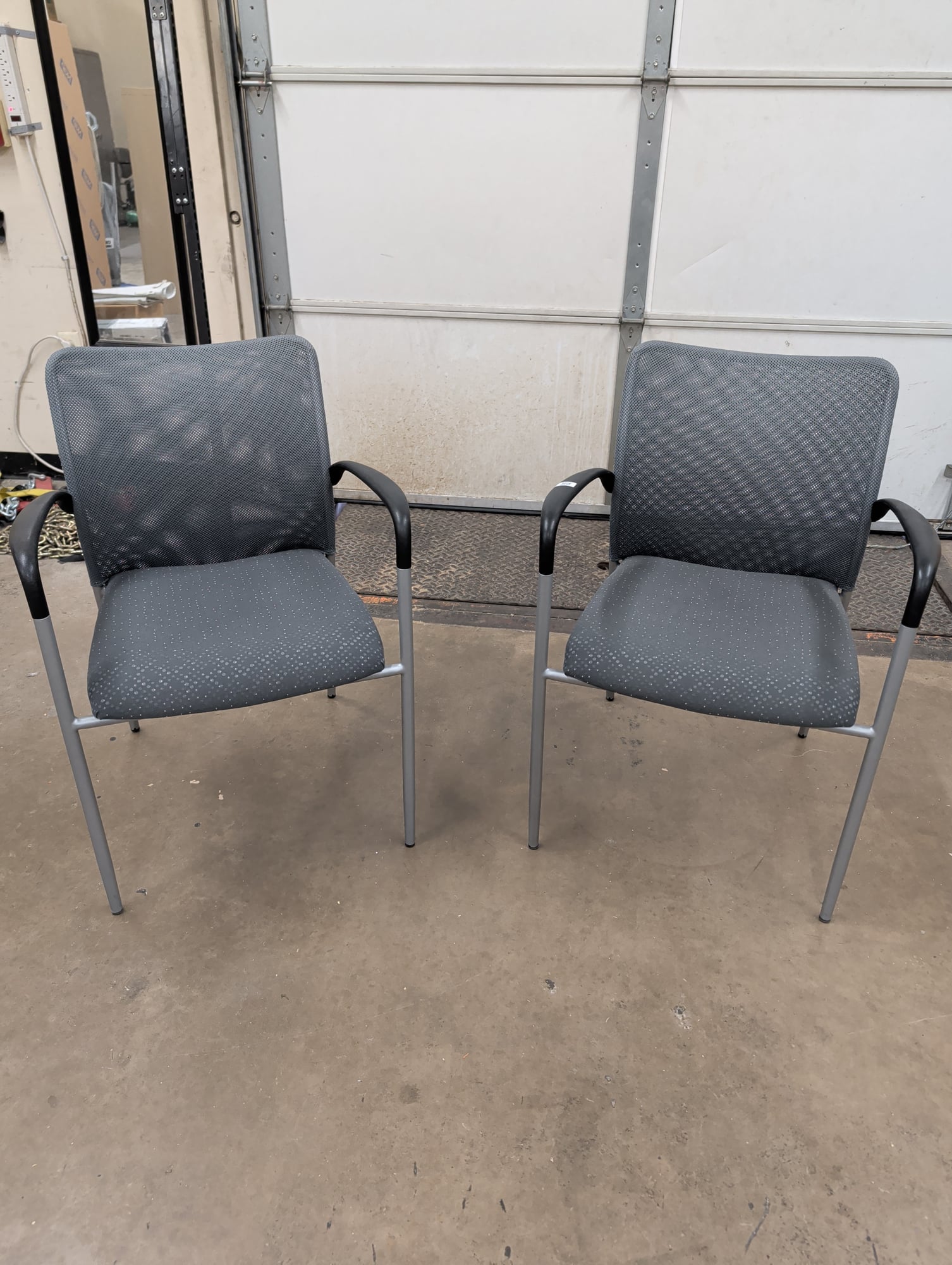 Pair of Sitonit Seating Guest Office Chairs Gray Fabric