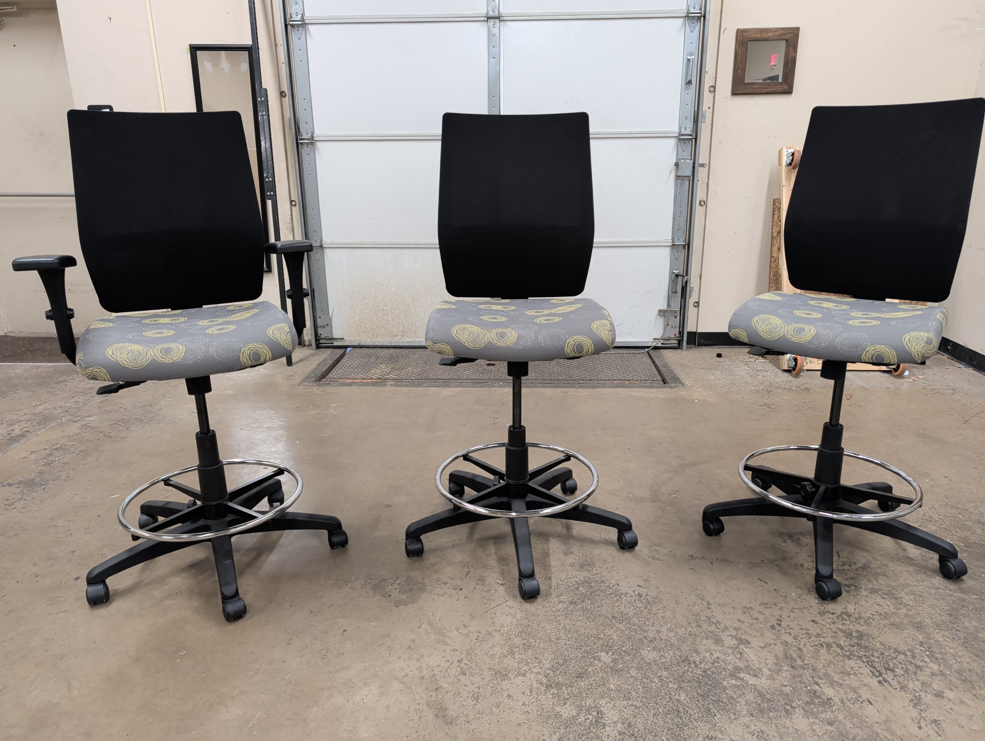 Set of 3 Affordable Interior Systems Drafting Stools w/ Footring
