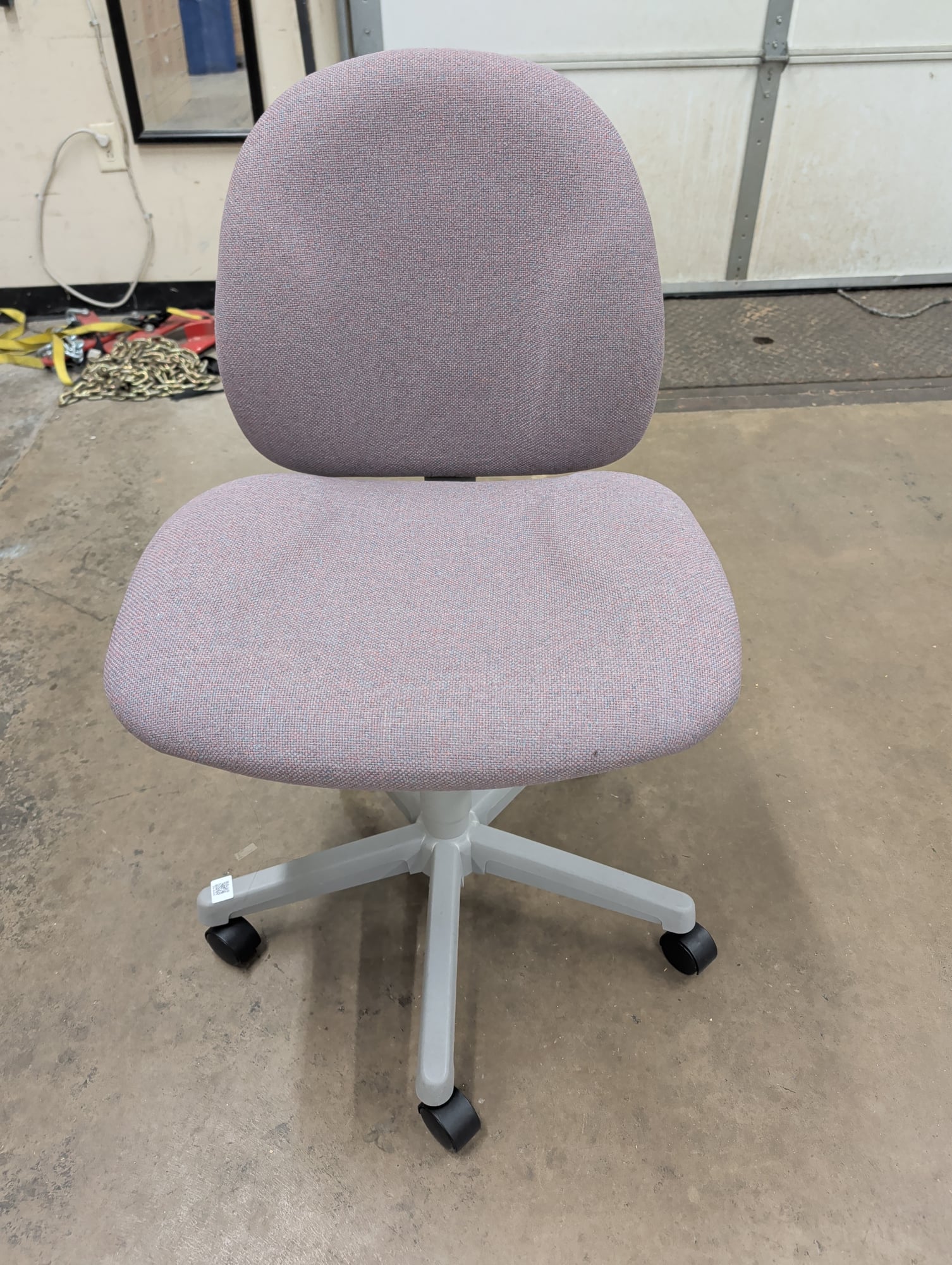 Armless Office Task Chair Gray/Mauve Fabric 5-Star Rolling Base