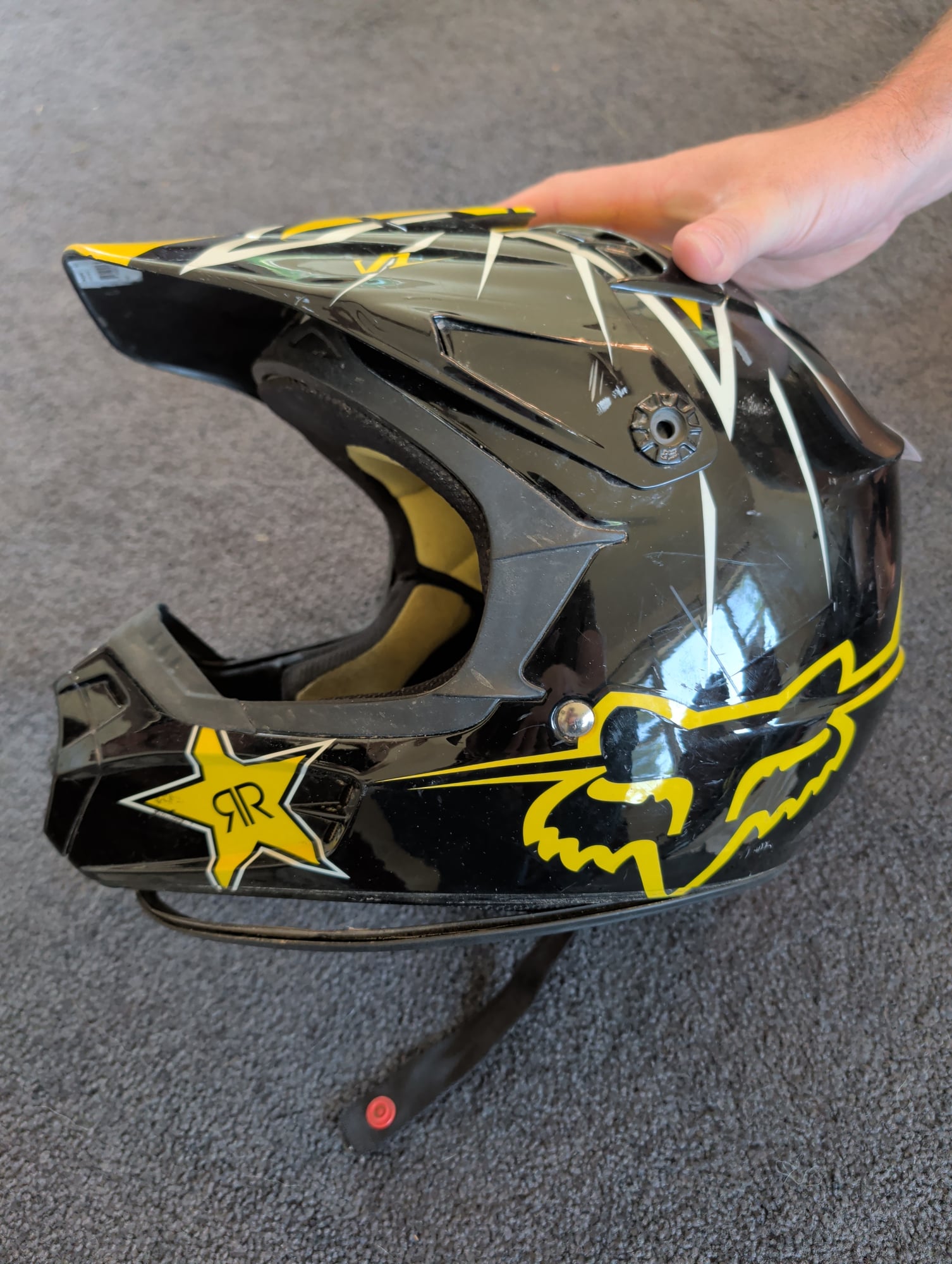 Fox Racing V1 Rockstar Energy Drink MX Helmet Black/Yellow