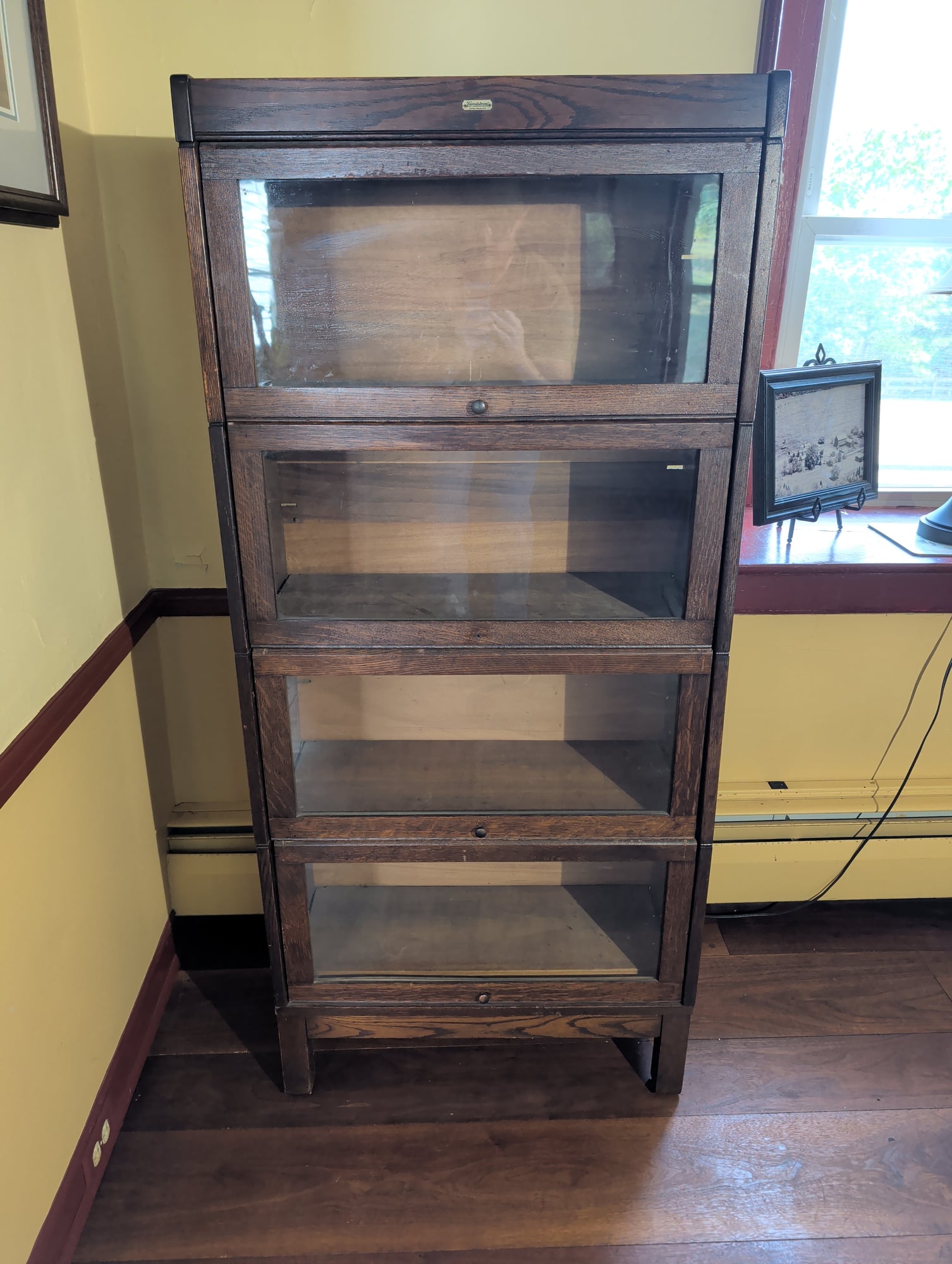 Antique Lundstrom Barrister Stacking Bookcase 4-Section Oak Glass