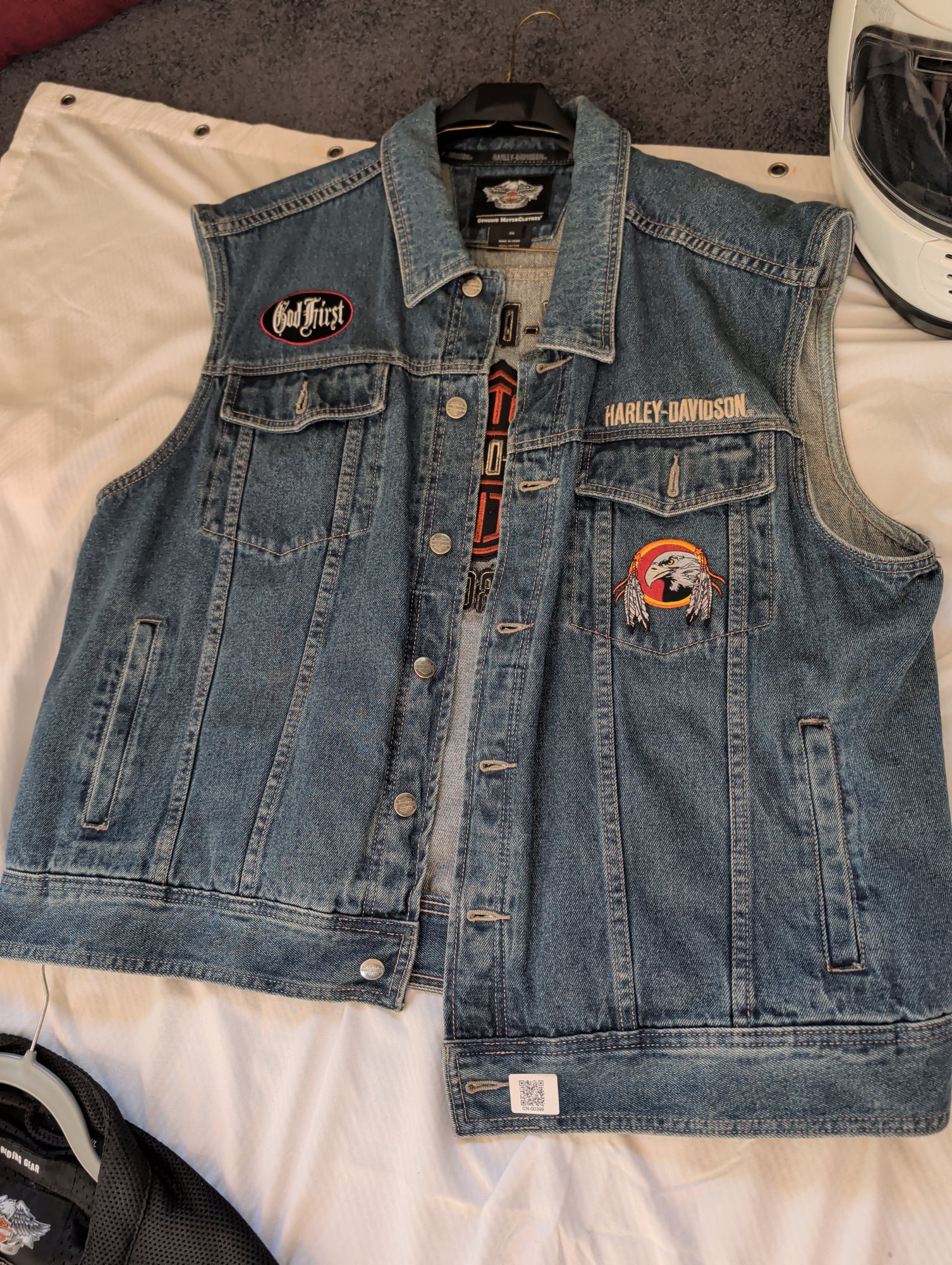 Harley-Davidson Genuine MotorClothes Denim Vest 2XL w/ Patches