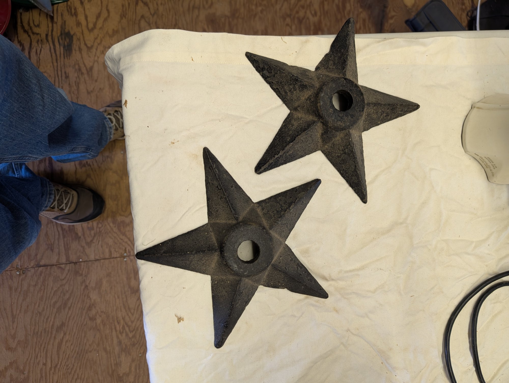 Pair of Cast Iron Barn Stars Wall Anchors Antique Style Décor