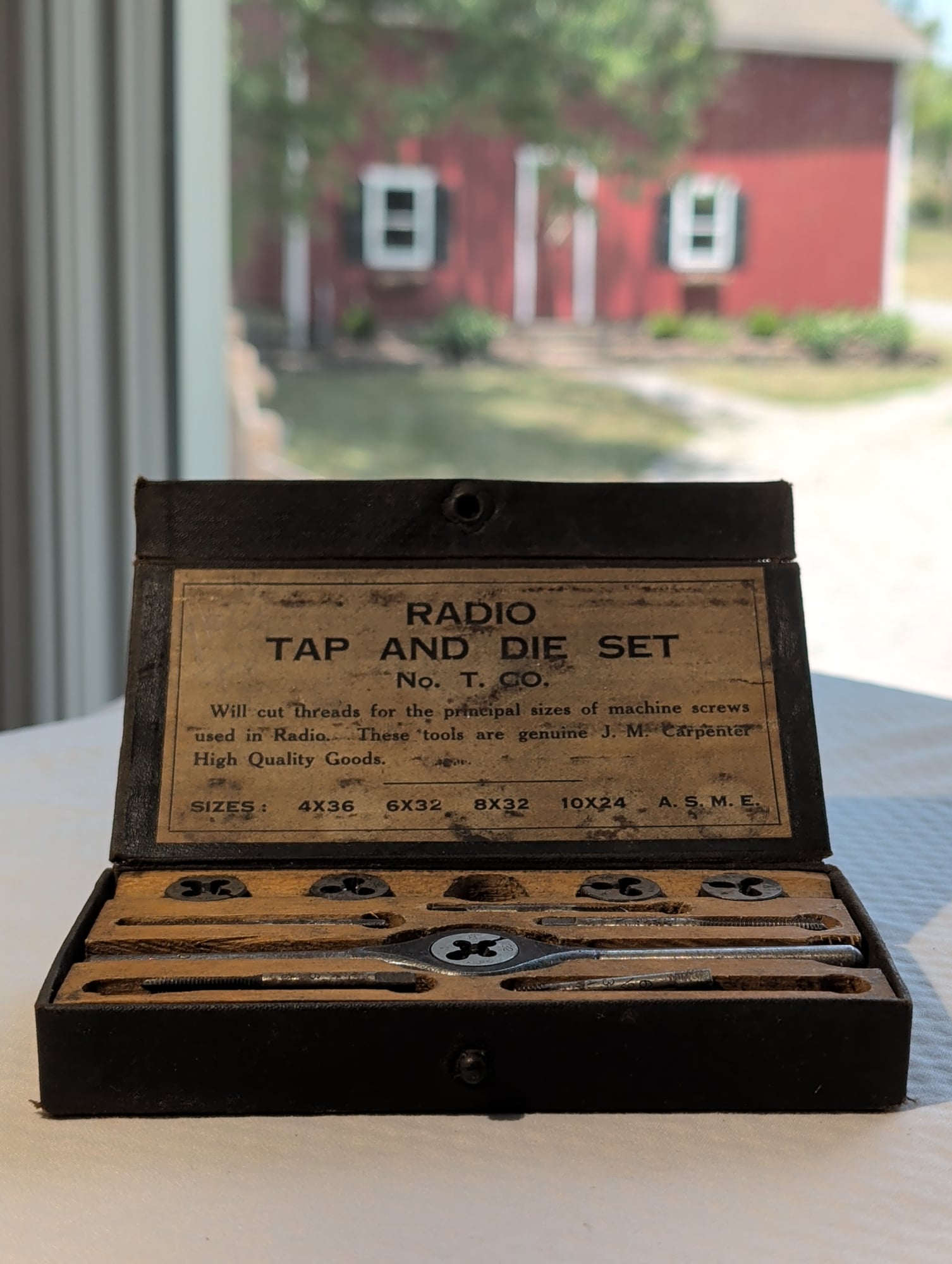 Antique J.M. Carpenter Radio Tap & Die Set No. T.CO. 4 Sizes ASME