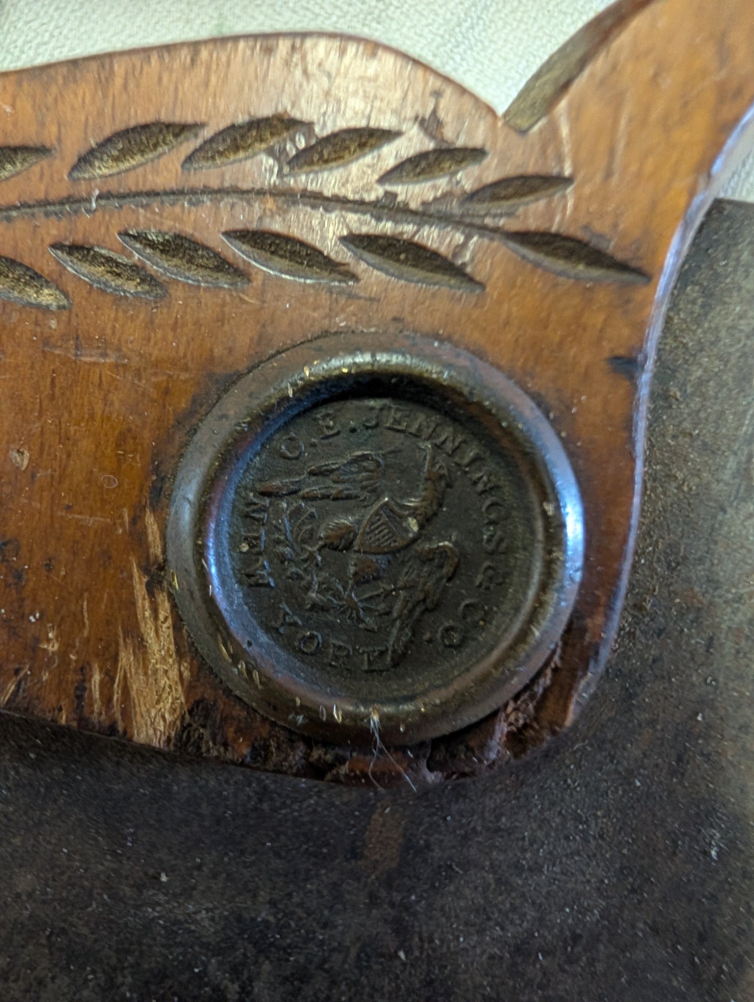 Antique W. Jennings & Co. New York Hand Saw Carved Handle