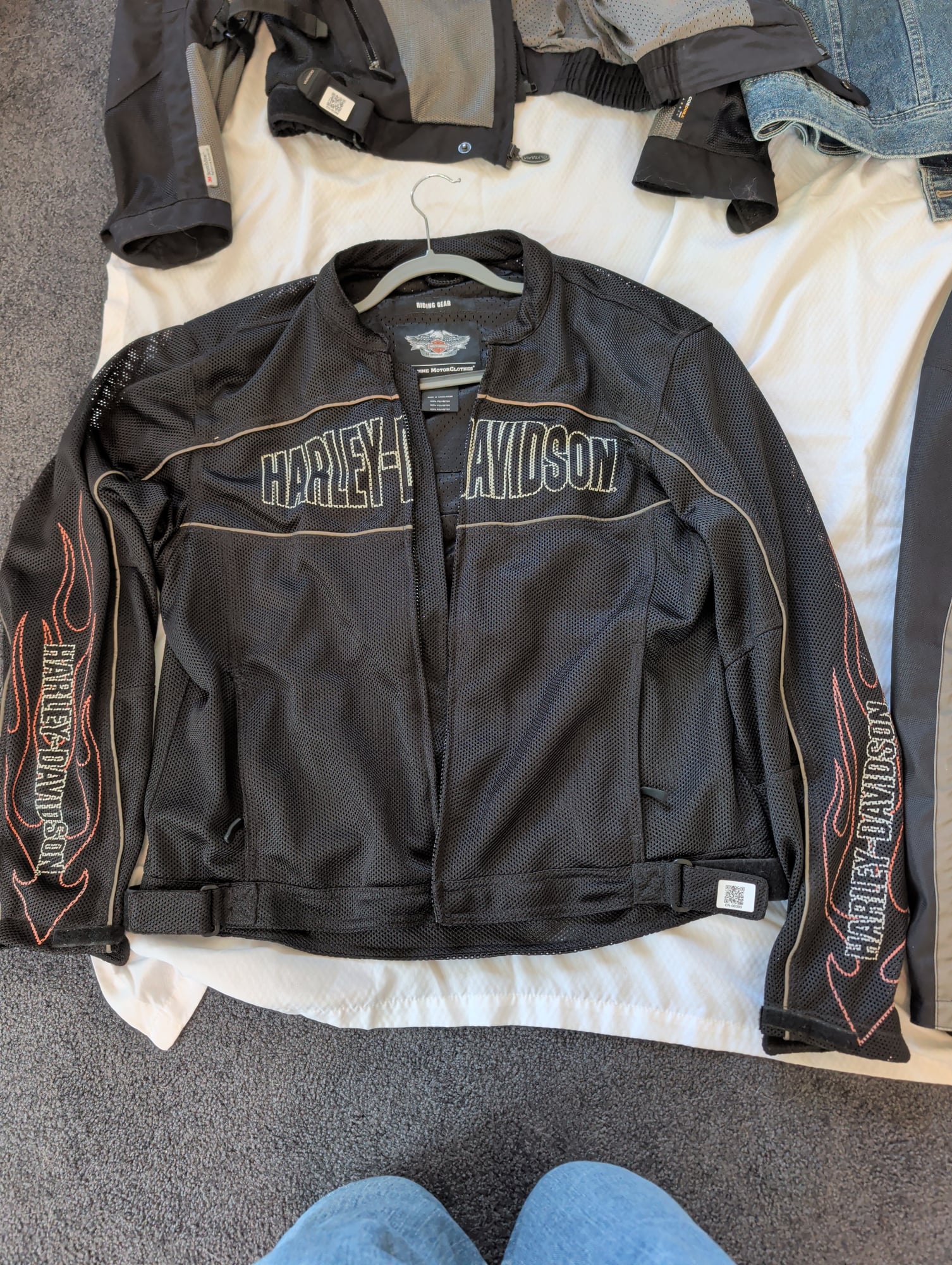 Harley-Davidson Genuine MotorClothes Mesh Riding Jacket XL Black Flames