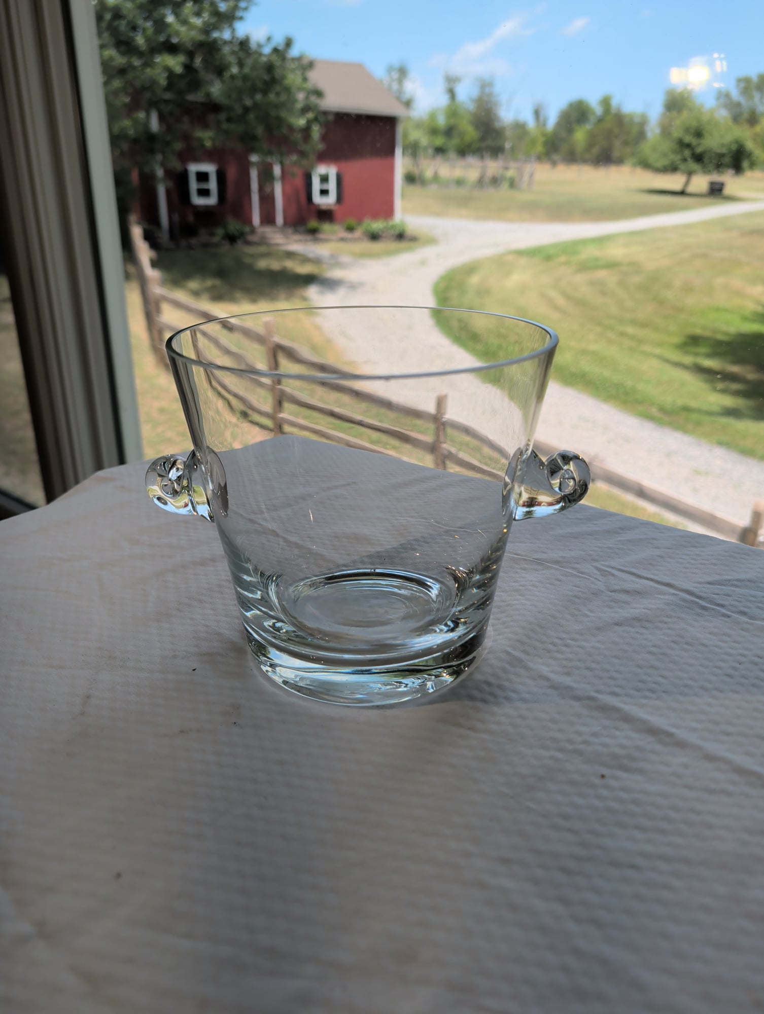 Tiffany & Co. Clear Crystal Glass Ice Bucket with Handles