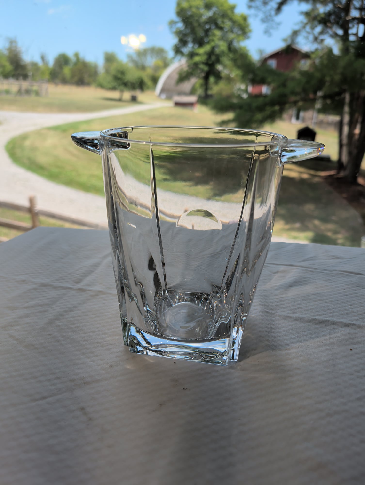 Bombay Crystal Clear Glass Ice Bucket with Handles