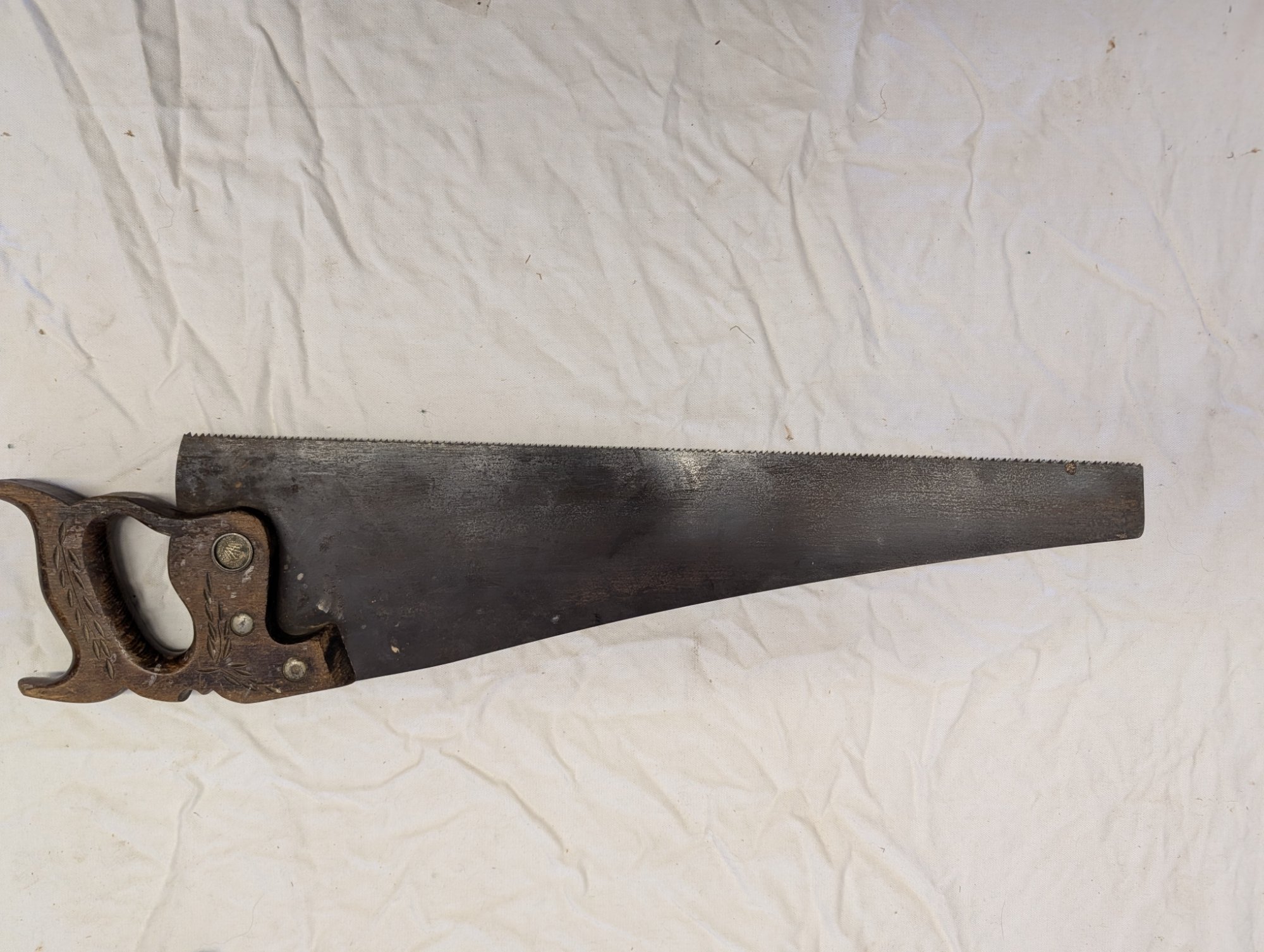 Antique C. Atkins & Co. Handsaw Indianapolis Indiana Carved Handle