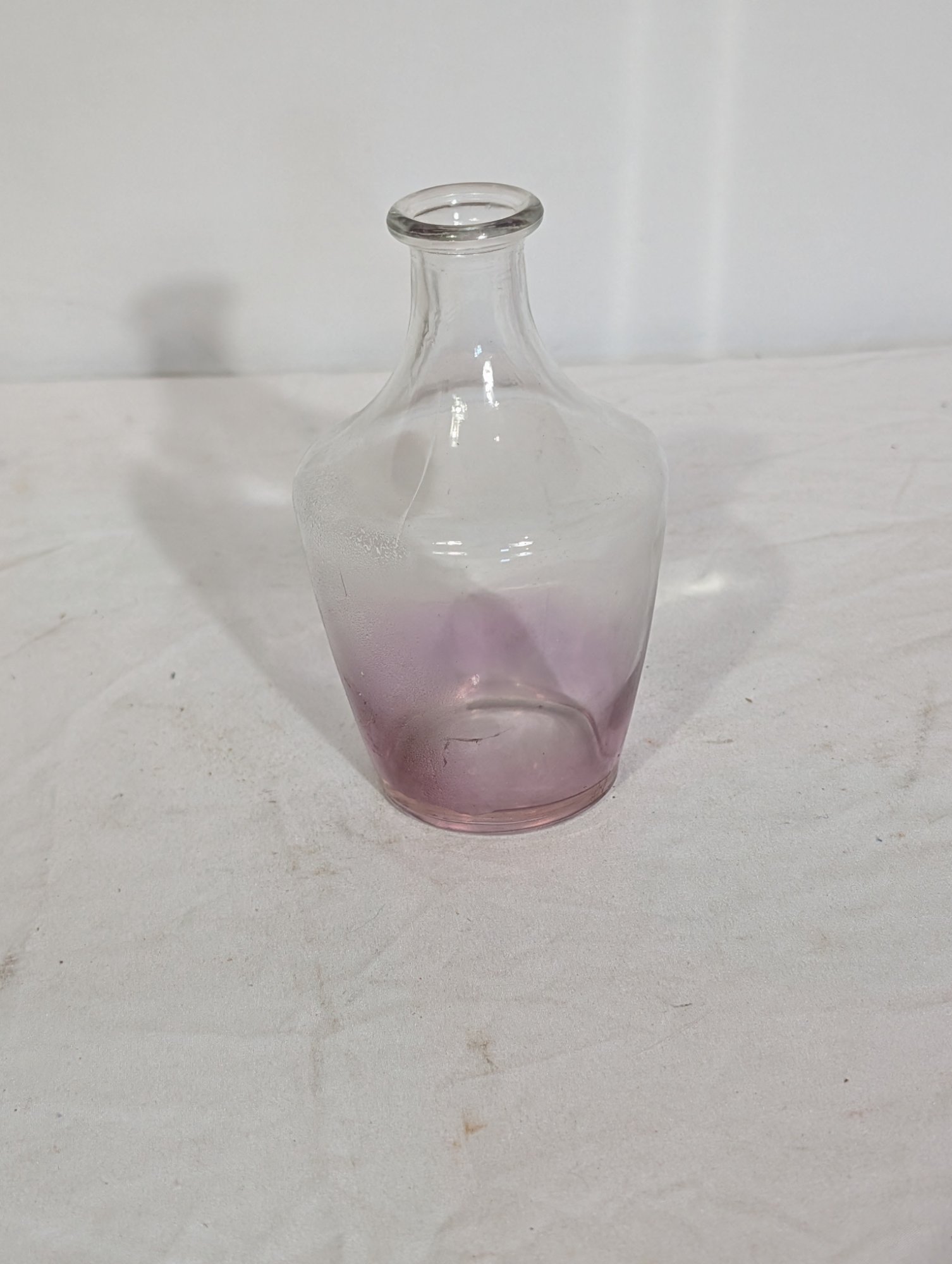 Antique Sun-Purpled Amethyst Glass Bottle Flask, Pontil Base