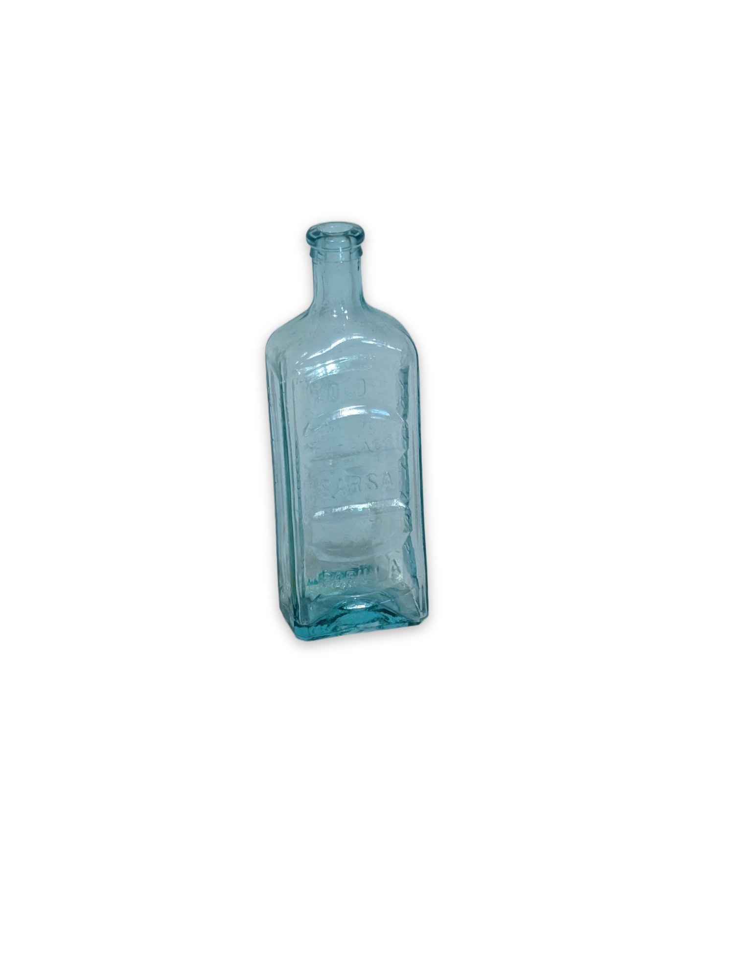 Antique Hood's Sarsaparilla Embossed Aqua Medicine Bottle 7-8in
