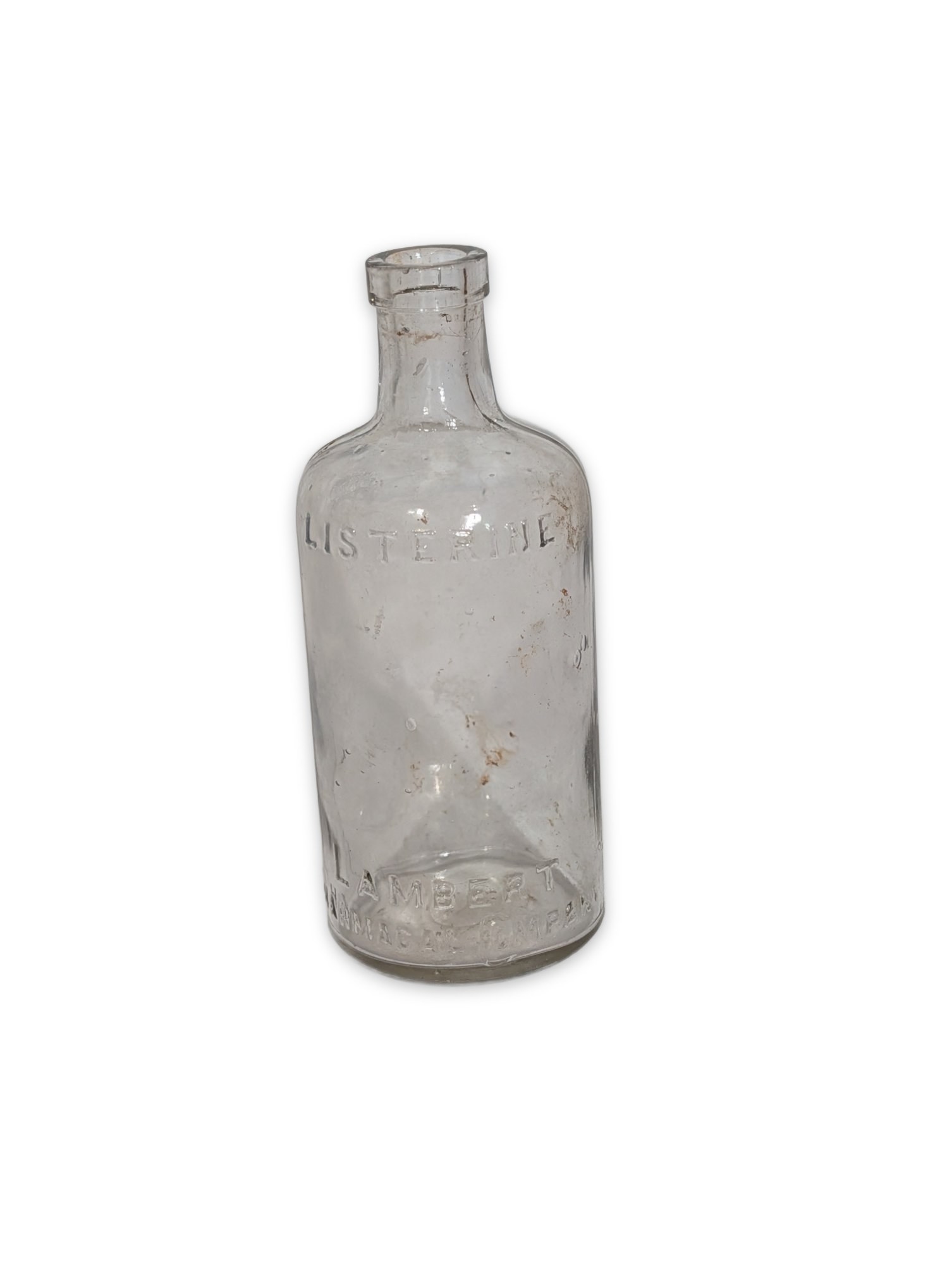 Antique Listerine Embossed Glass Bottle Lambert Pharmacal Co.