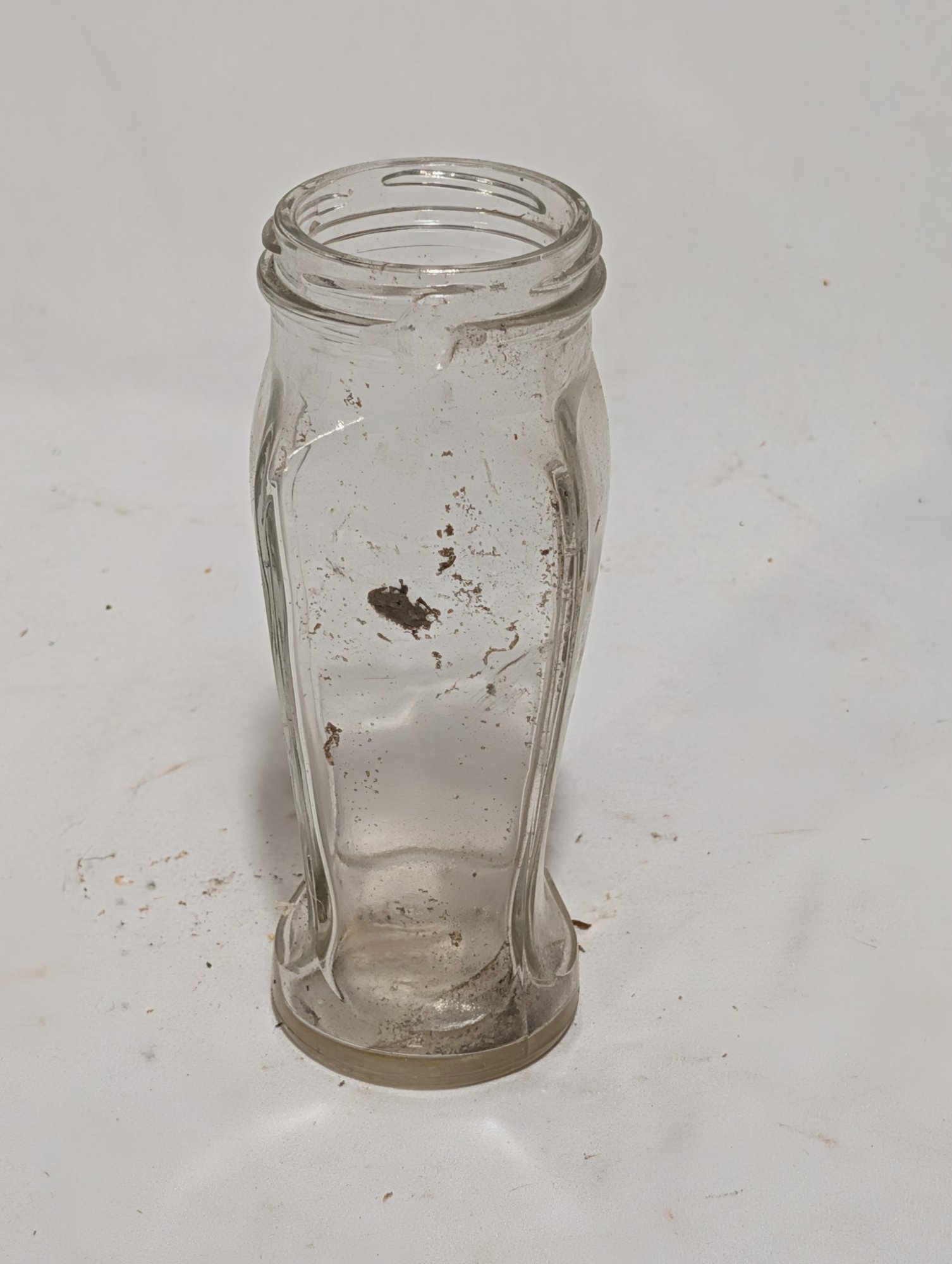 Vintage Clear Glass Apothecary Jar — No Lid, Embossed Base, ~2.5" Tall