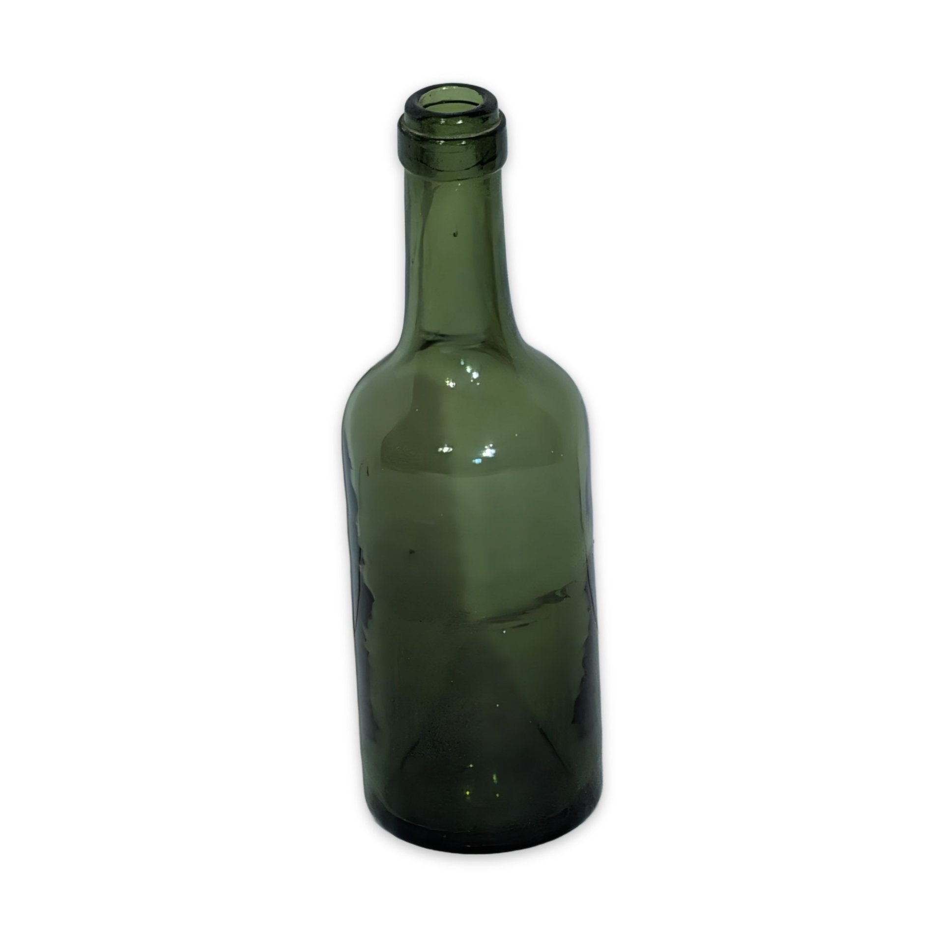 Antique Green Glass Wine Bottle Applied Lip Pontil Mark 19th C