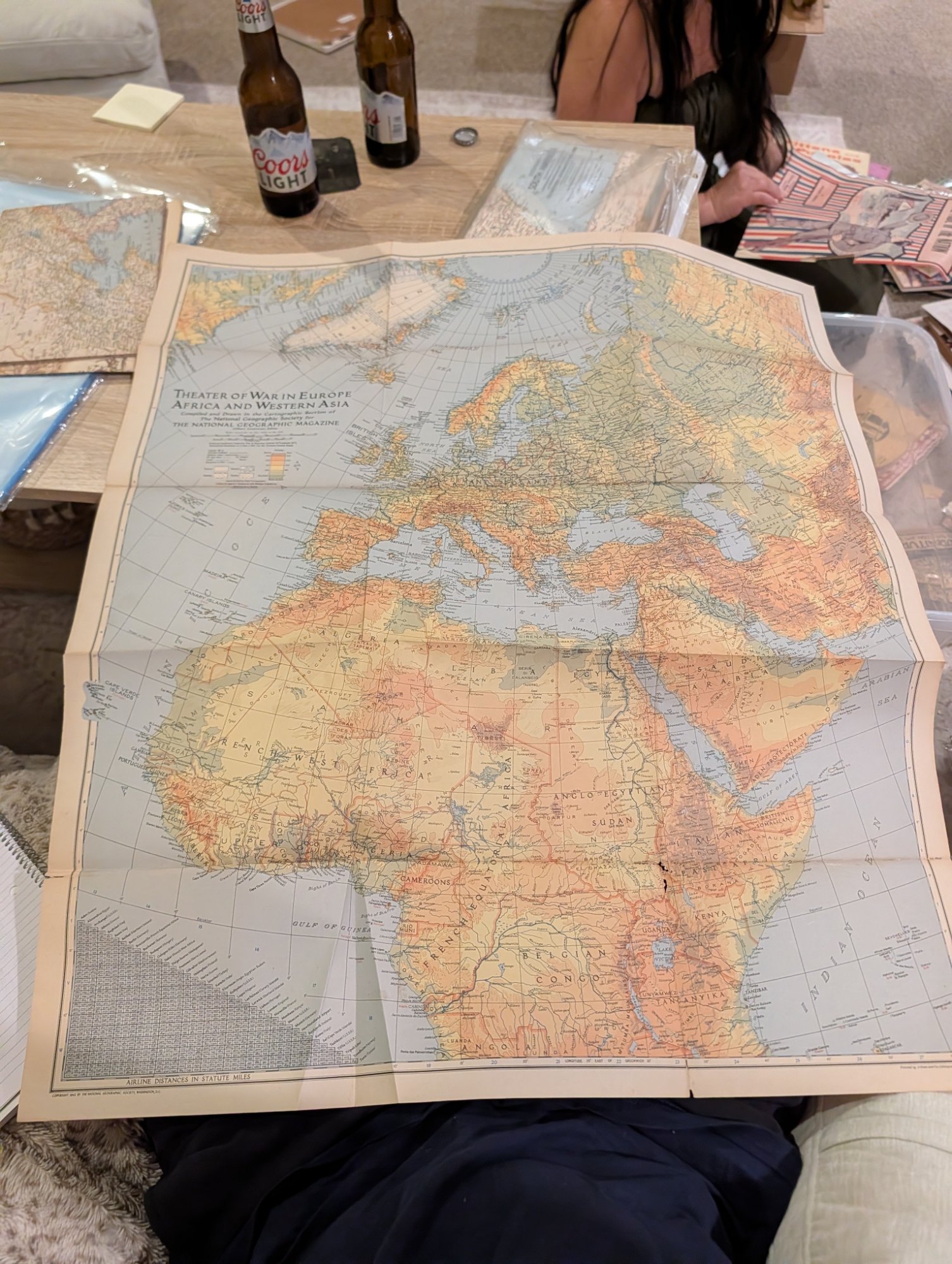 National Geographic 1942 Theater of War Map Europe Africa Western Asia WWII Orig
