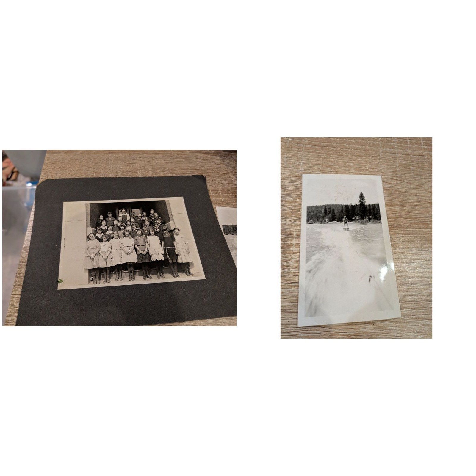 Lot 2 Vintage Found Photos 1920s School Class Portrait Mid Century Water Skier B