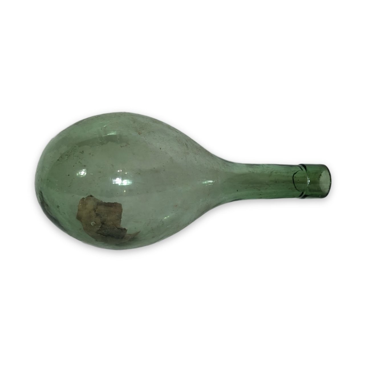 Antique Blown Glass Teardrop Bottle Green Pontil Scar 19th Century