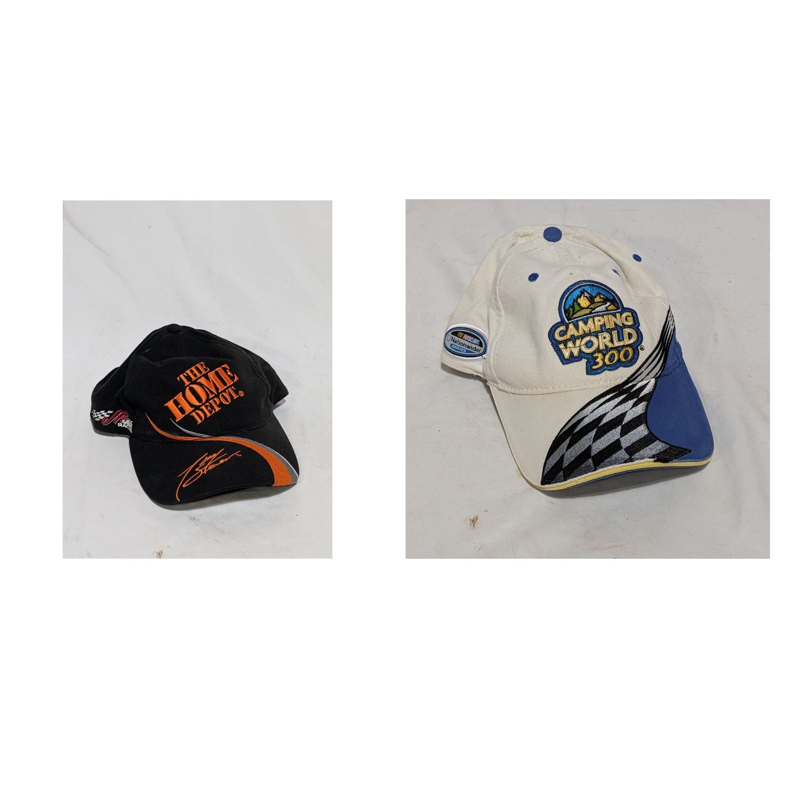 Lot of 2 NASCAR Snapback Caps Hats Tony Stewart 20 Home Depot Daytona 2009