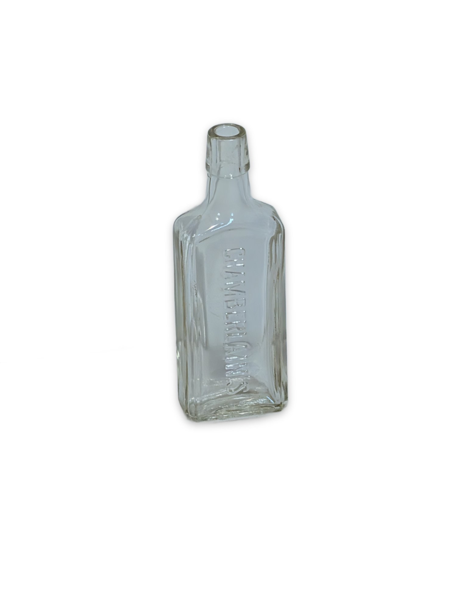 Antique Chamberlains Embossed Clear Glass Medicine Bottle Patent Era