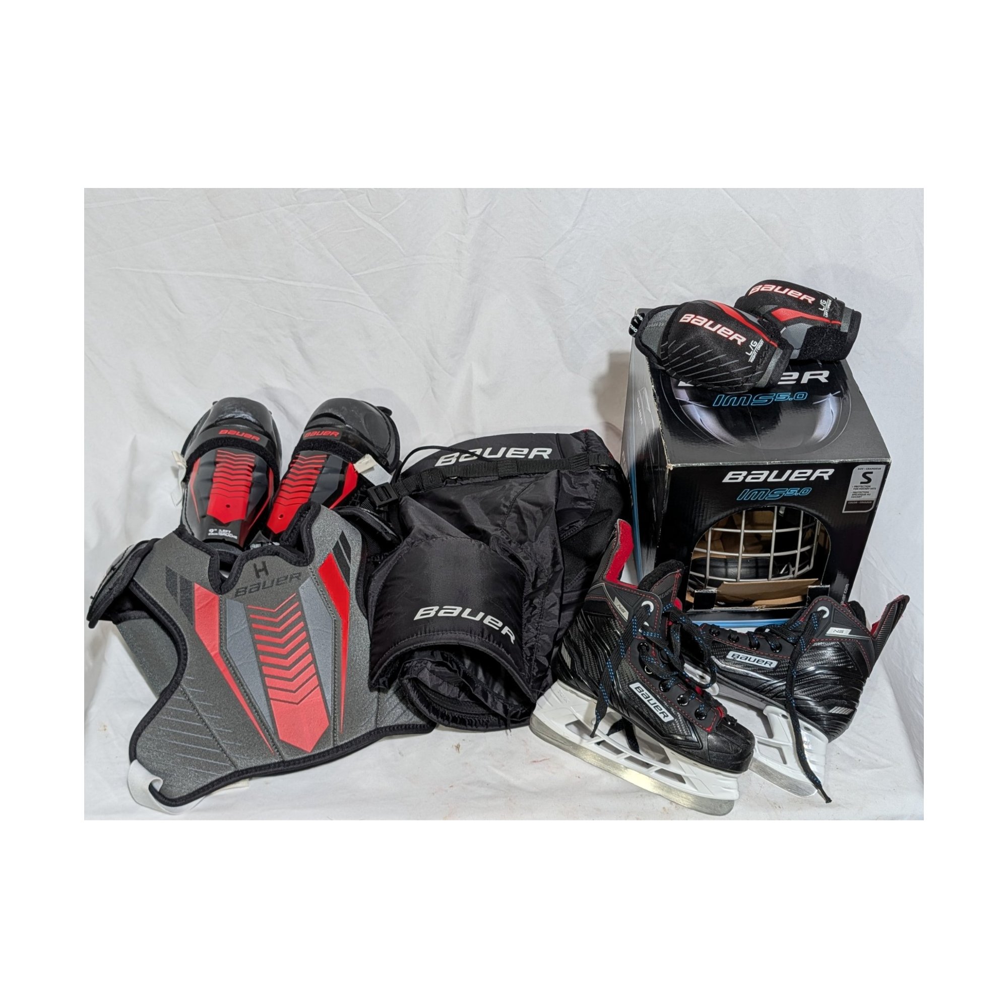 Bauer Youth Ice Hockey Gear Set 6-Pc Skates Helmet Pads Pants Ages 7-9