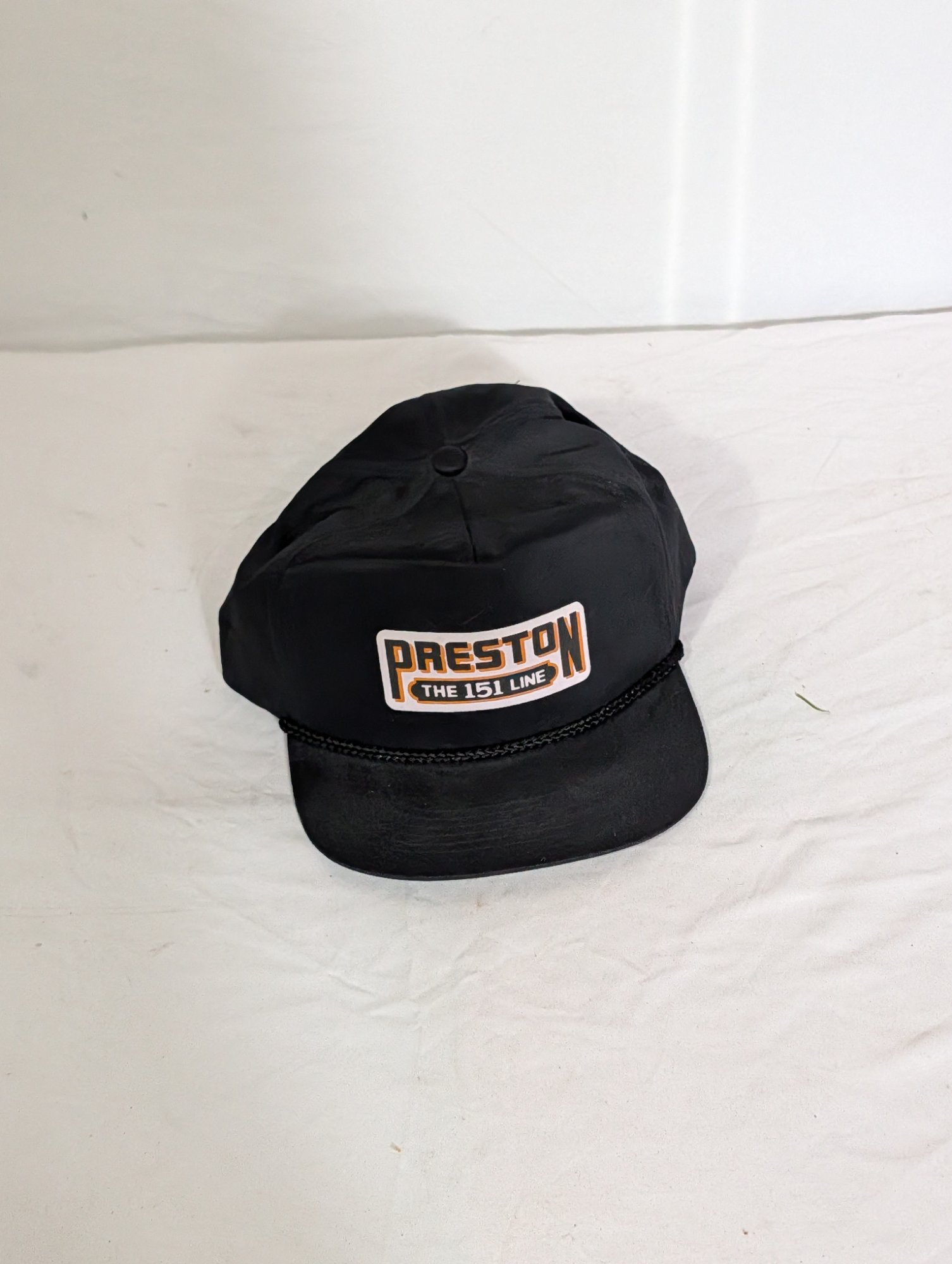 Preston The 151 Line Trucking Rope Snapback Hat Black Nylon Woven Patch Cap