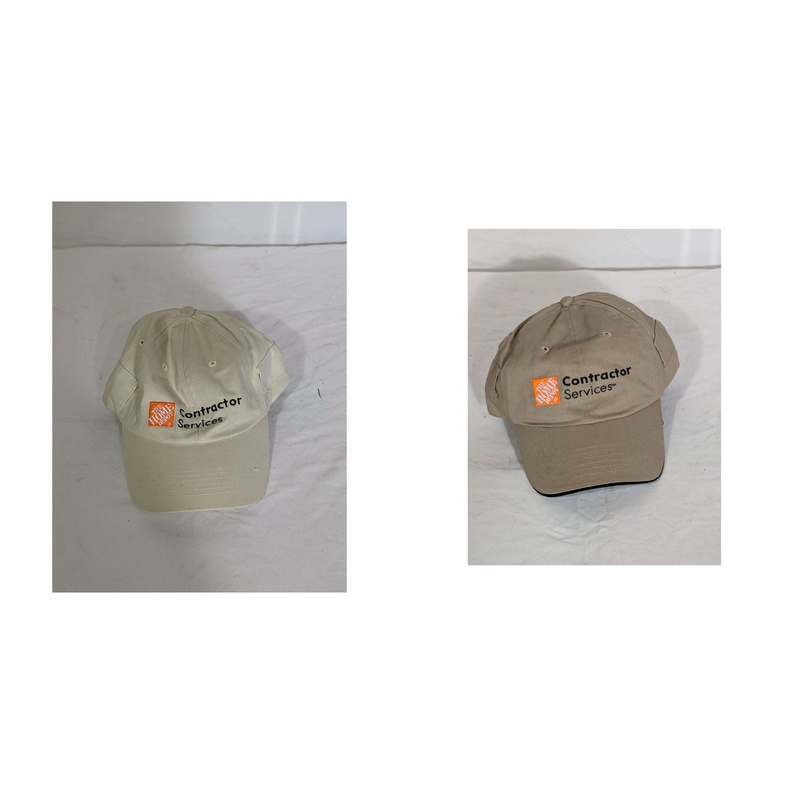 Home Depot Contractor Services Baseball Cap Khaki Adjustable Hat Lot of 2