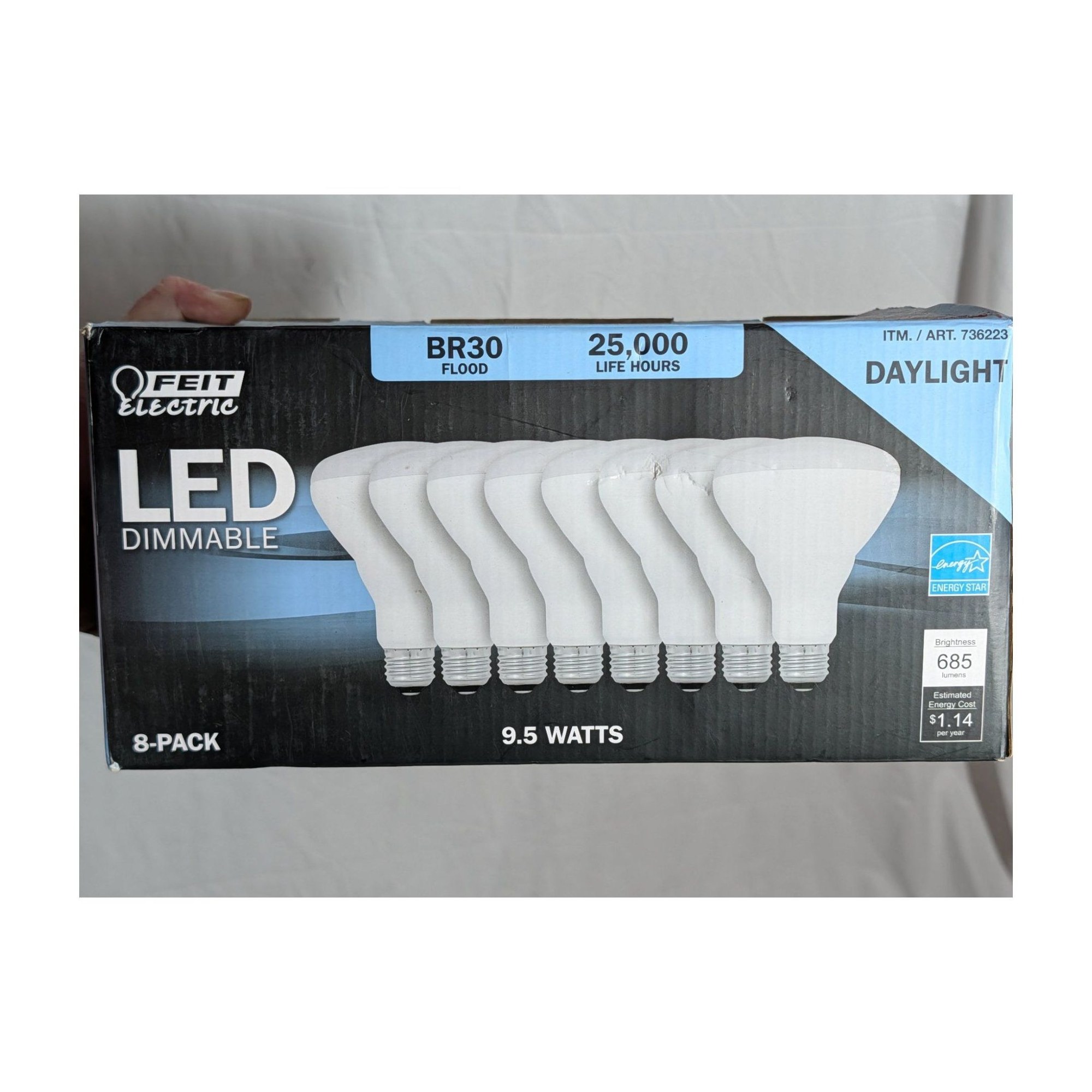 Feit Electric BR30 LED Dimmable Daylight 5000K 65W Replacement Flood Bulb 8-Pack