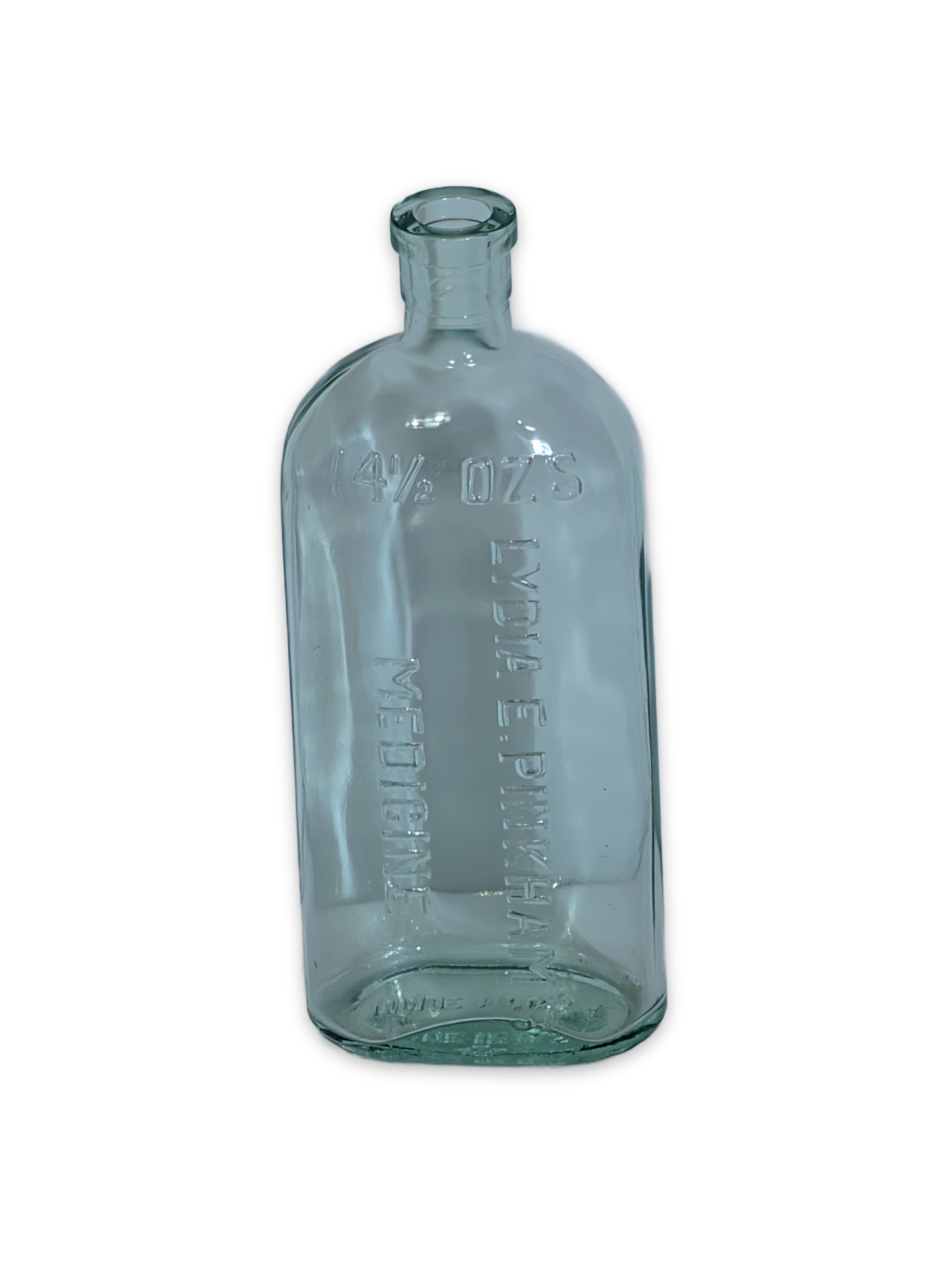 Antique Lydia E. Pinkham Medicine Bottle 14.5 oz Aqua Glass Embossed