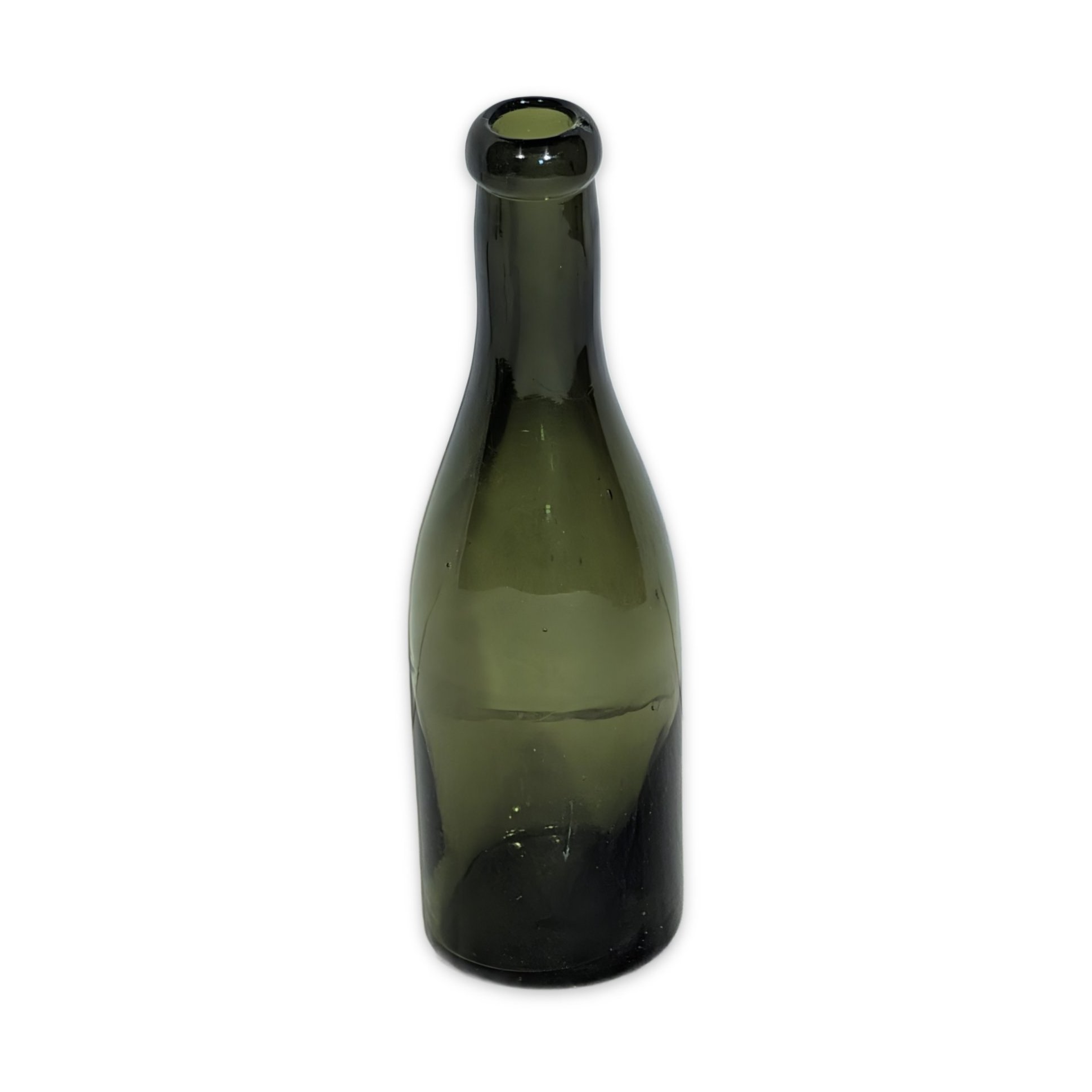 Antique Olive Green Glass Wine Bottle Applied Lip Pontil Base 1800s