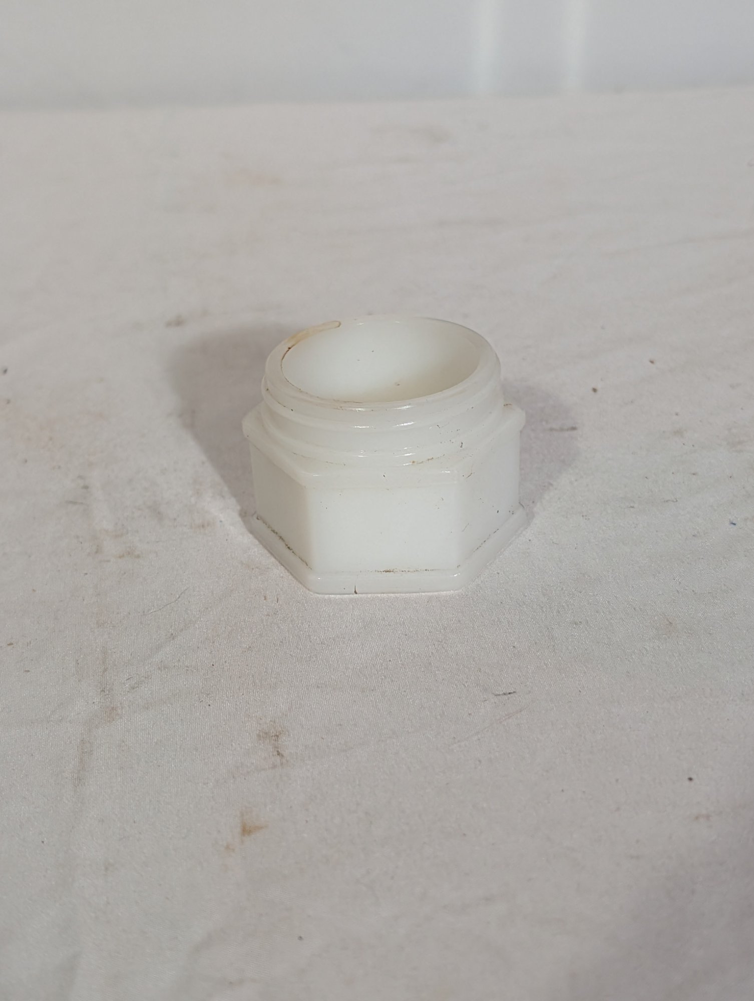 Vintage Milk Glass Hexagonal Cream Jar Container No Lid