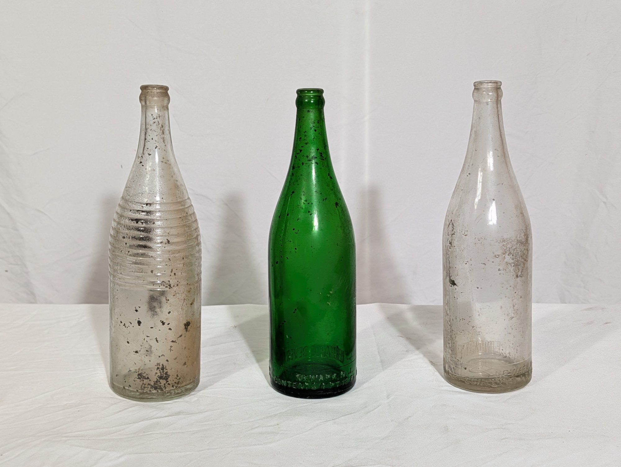 Hoffman Beverage Co Reinhardt Newark NJ Embossed Soda Bottles Lot 3 Quart