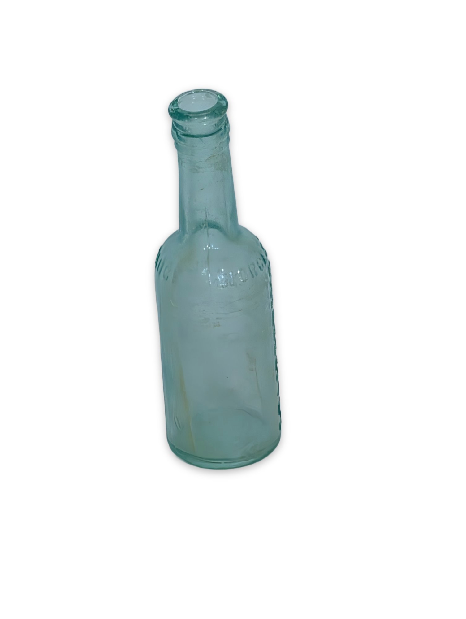 Antique Lea & Perrins Worcestershire Sauce Embossed Aqua Glass Bottle