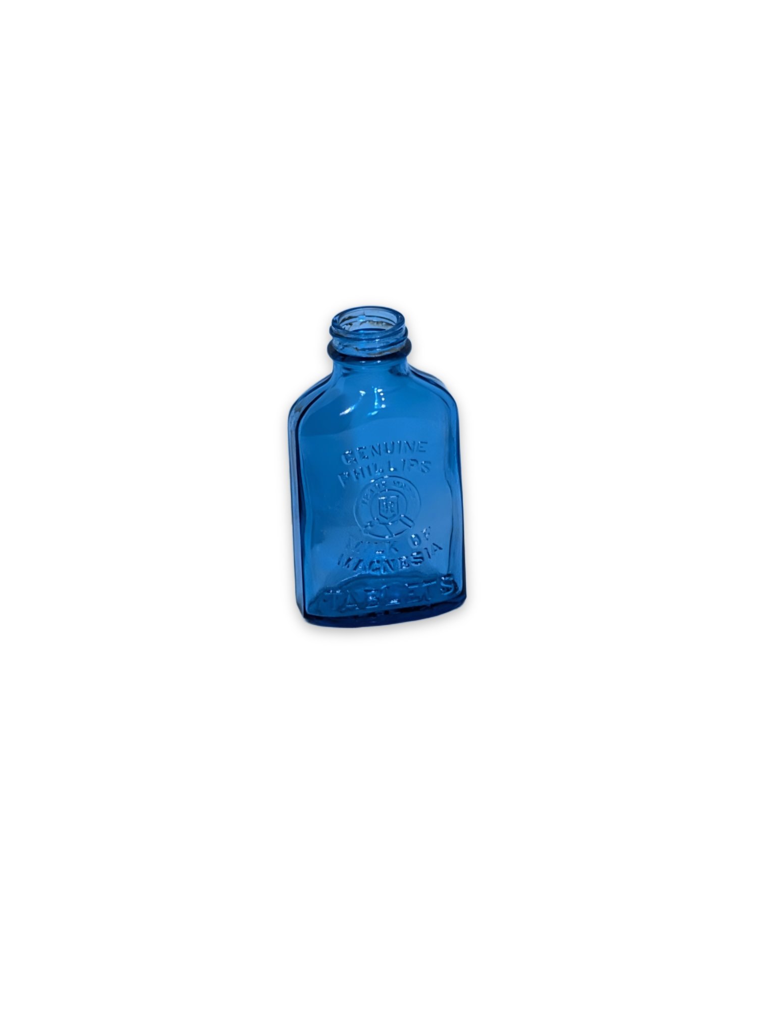 Vintage Phillips Milk of Magnesia Cobalt Blue Glass Bottle USA