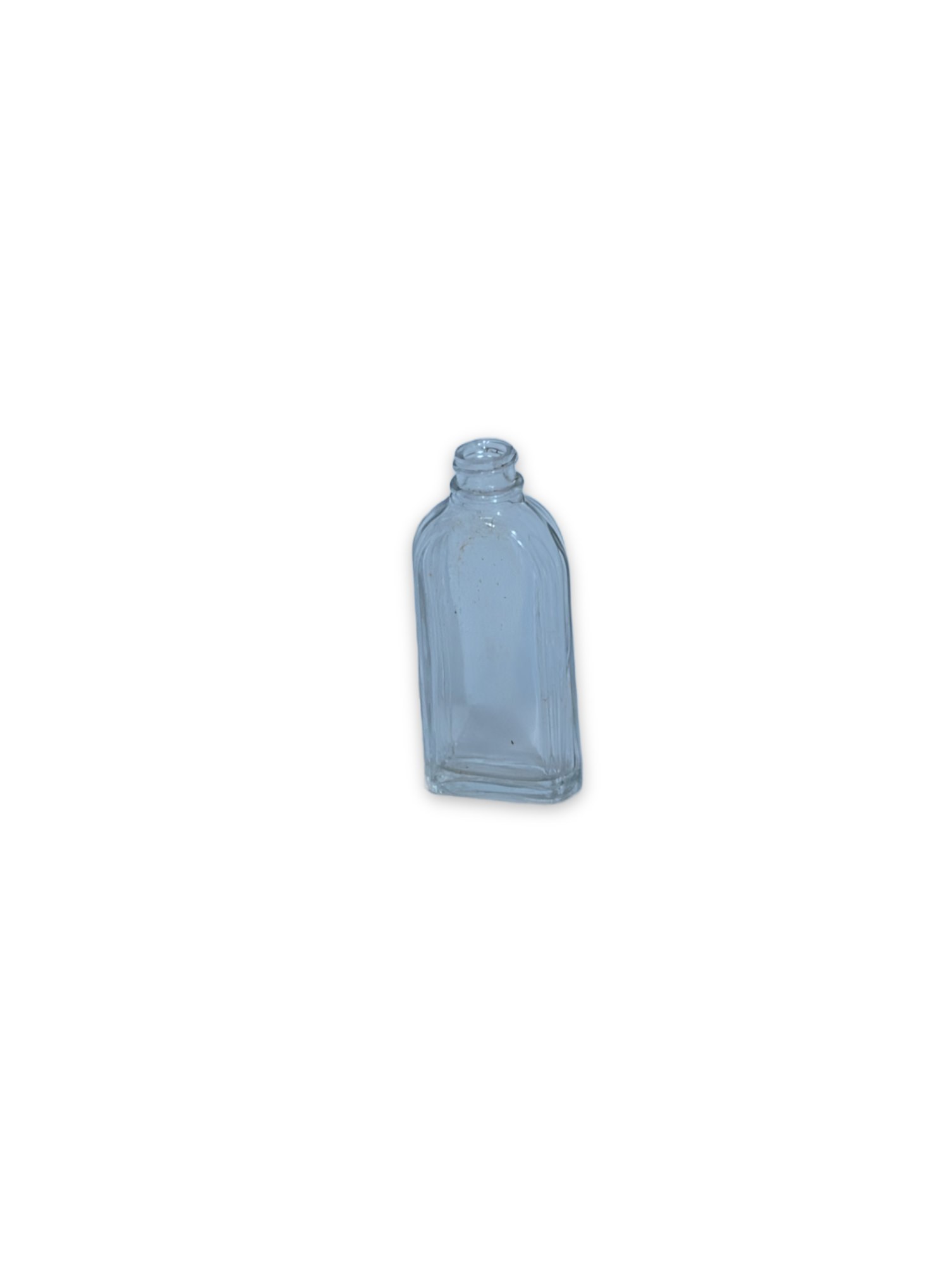 Antique Clear Glass Bottle Small Ribbed Rectangular Vintage Apothecary