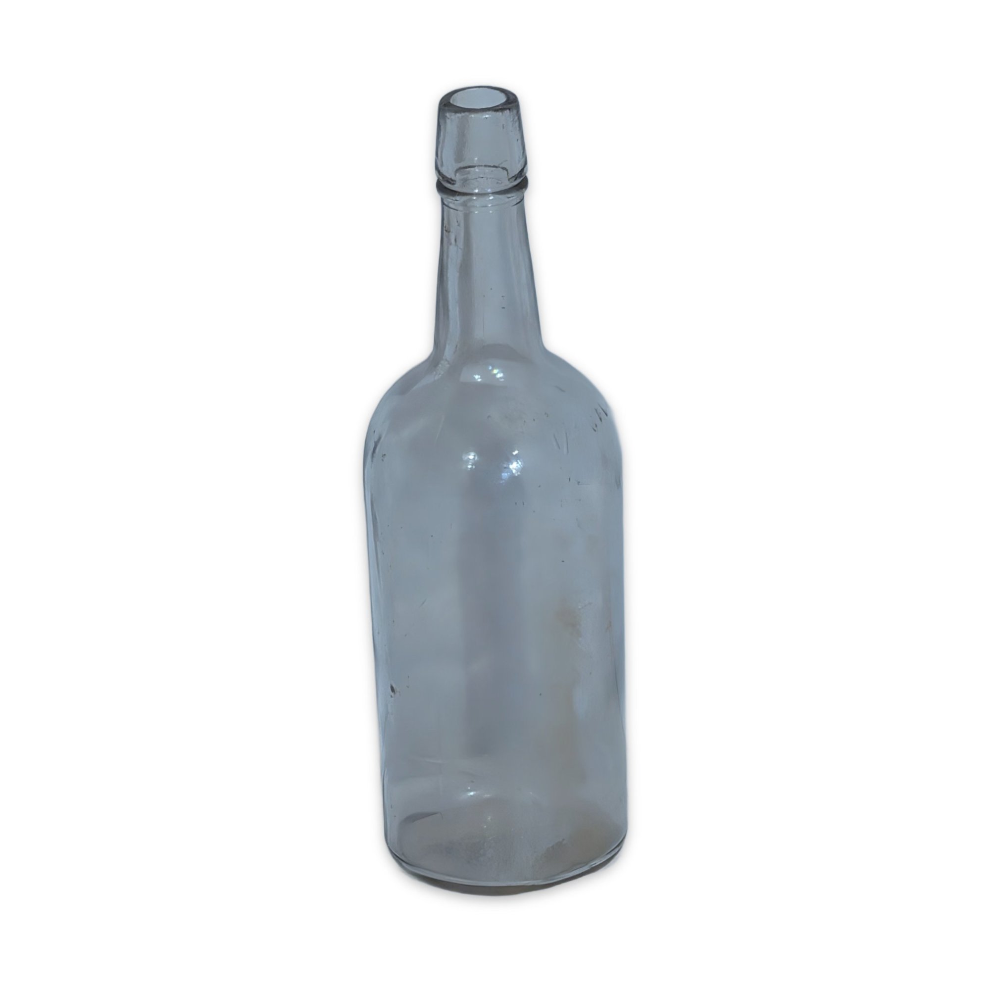 Antique Clear Glass Liquor Bottle - Applied Lip, Mold Blown, c.1880-1910