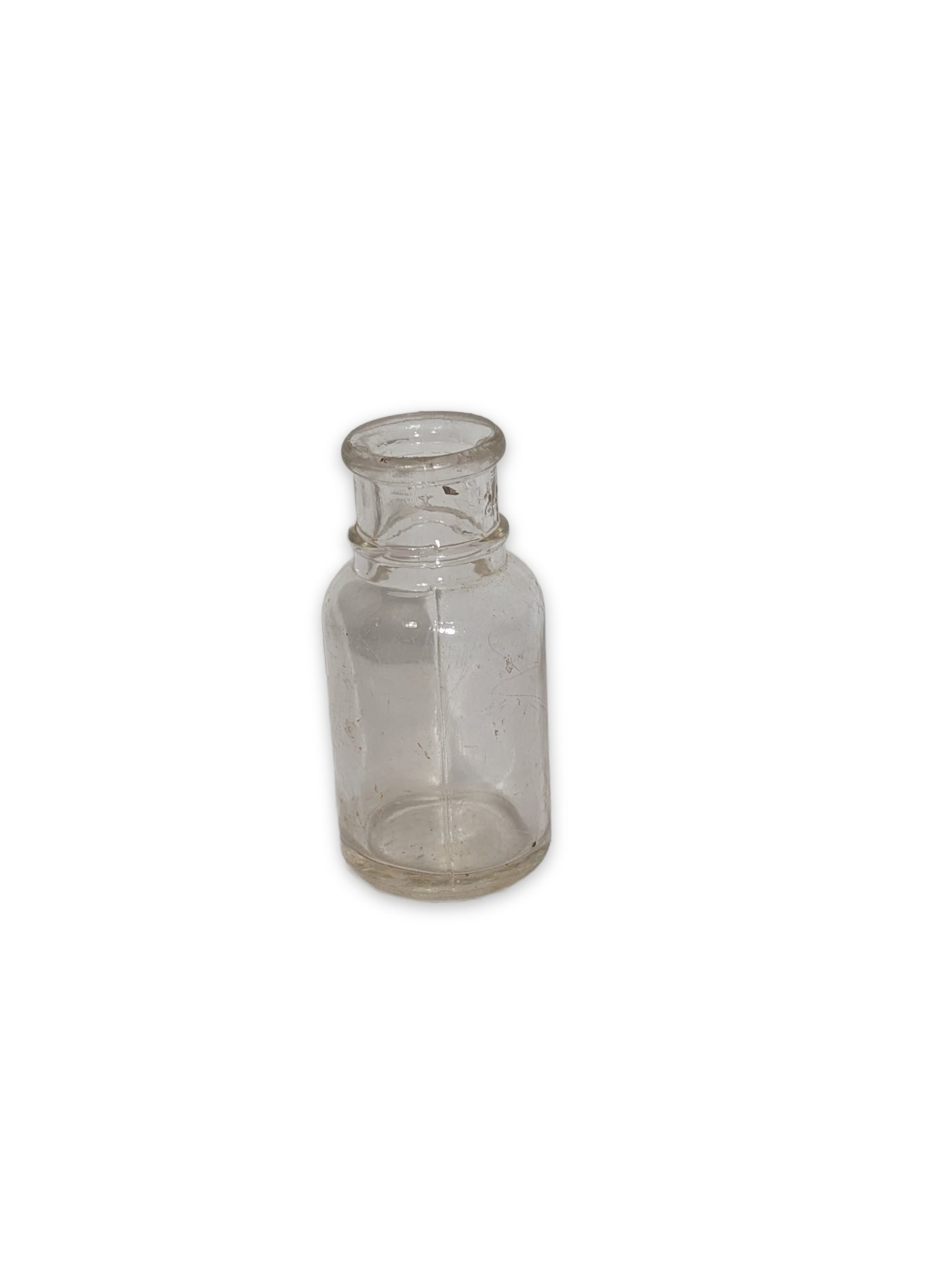 Antique Small Clear Glass Apothecary Bottle with Ground Glass Stopper Neck