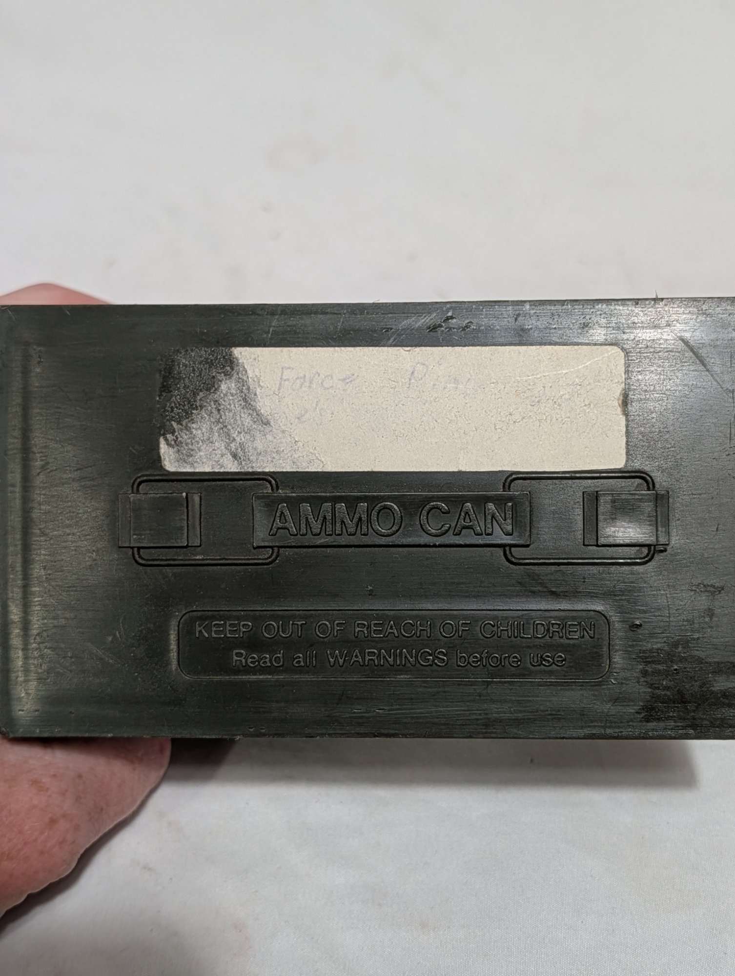 Plastic Ammo Can Storage Box, OD Green, Hinged Latching Lid, Used