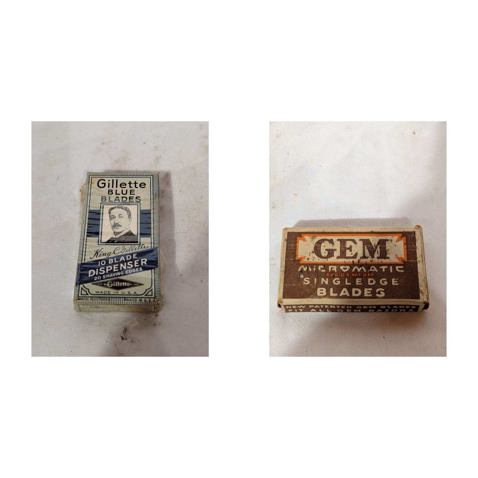 Vintage Razor Blades Tins Lot GEM Micromatic Single Edge Gillette Blue Blades