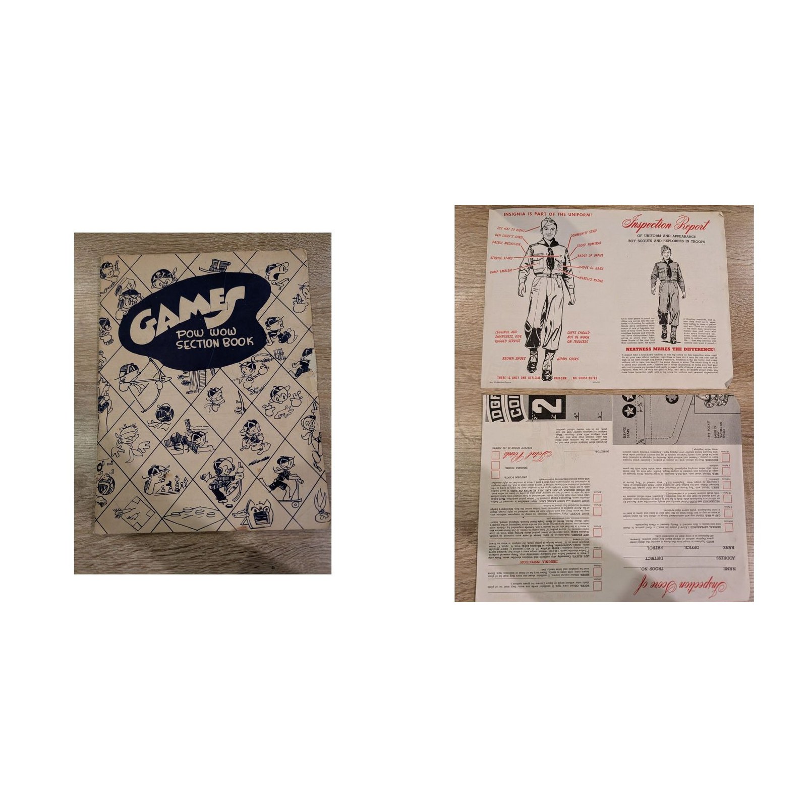 Boy Scouts BSA Lot 2 Ephemera 1957 Uniform Inspection Card Cub Scout Leader Guid