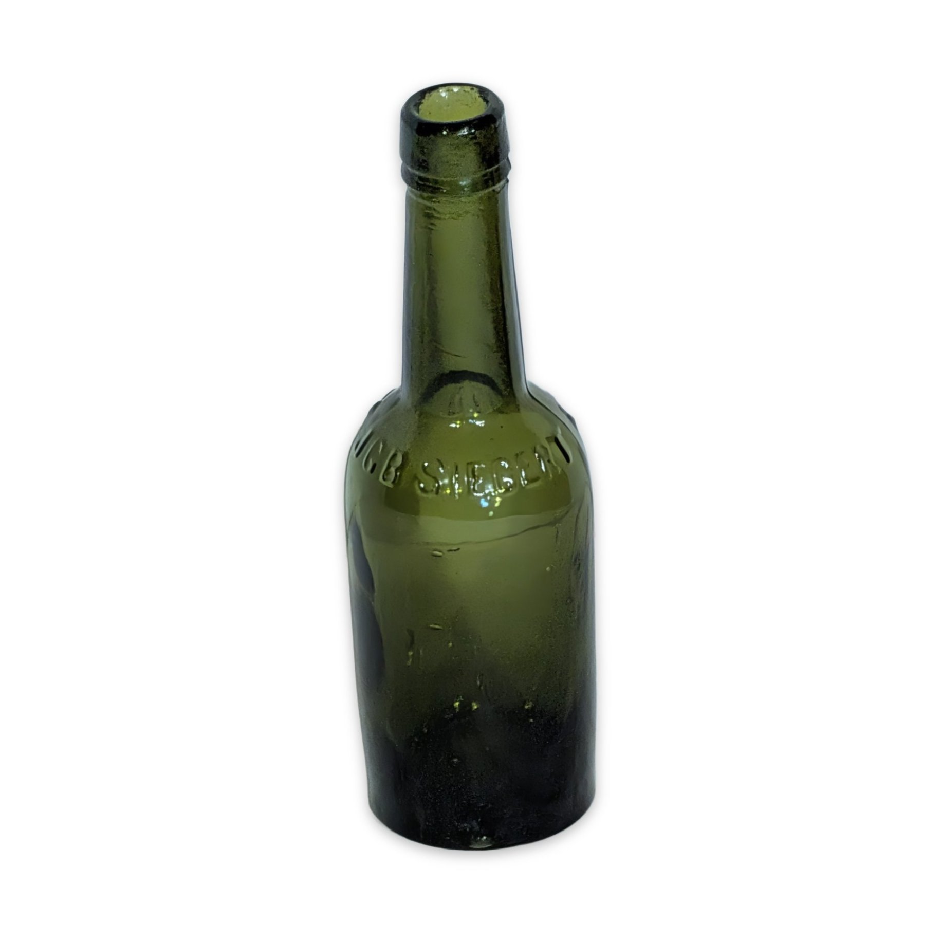 Antique J.G.B. Siegert & Hijos Angostura Bitters Embossed Green Glass Bottle