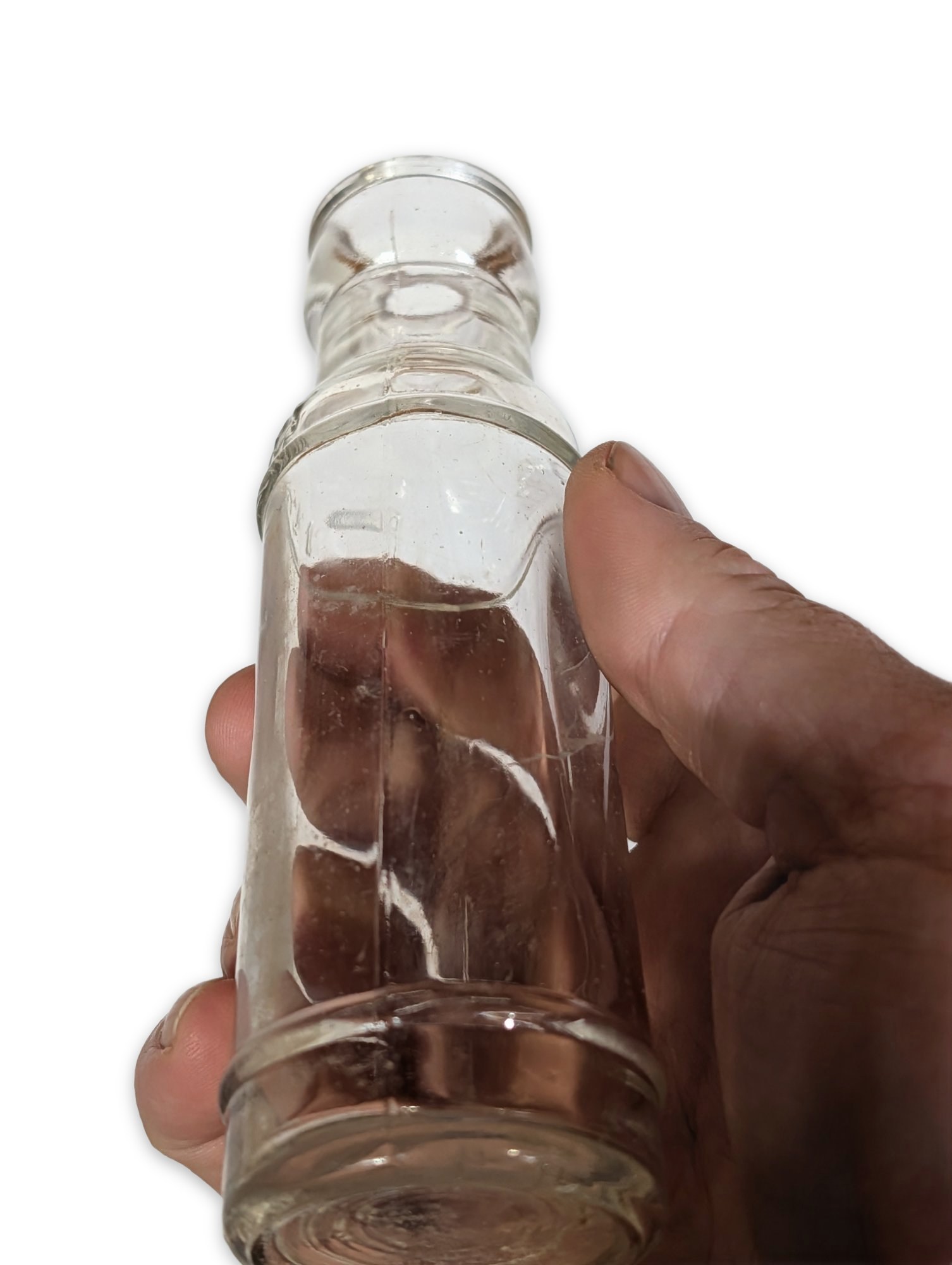 Antique Embossed Pepsi-Cola Clear Glass Bottle, Early Script Logo