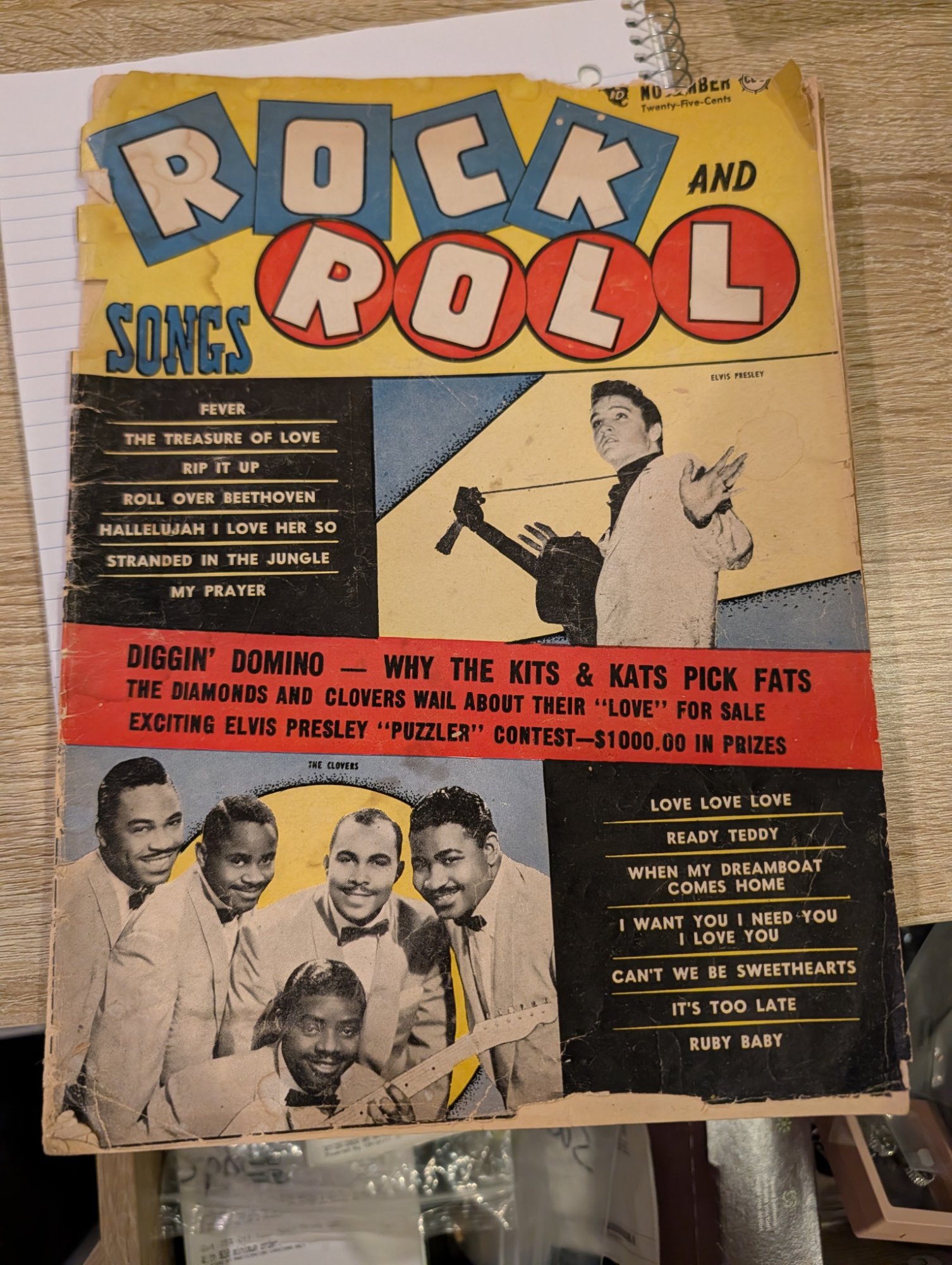Rock and Roll Songs Magazine Nov 1956 Elvis Presley Clovers Fats Domino