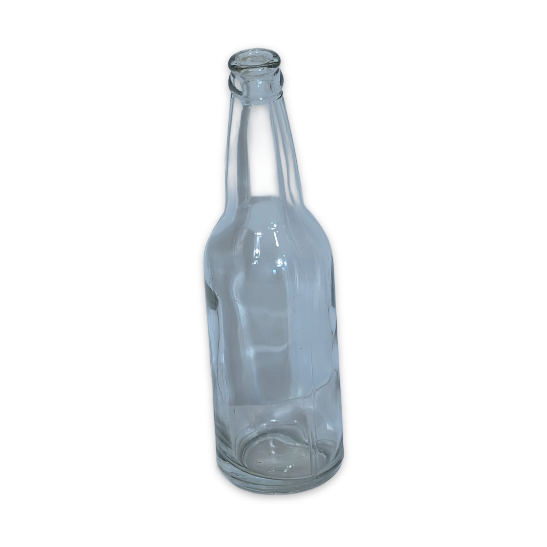 Antique Clear Glass Beer Bottle Empty Unlabeled Crown Top Vintage