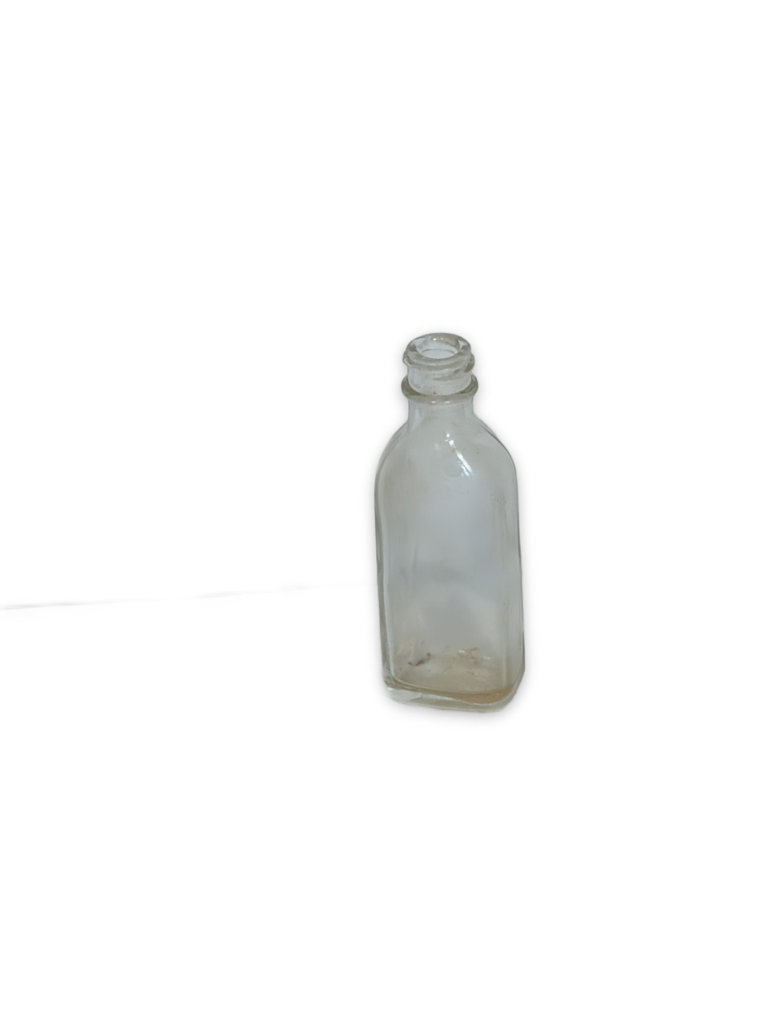 Antique Clear Glass Medicine Apothecary Bottle Square Body Cork Top