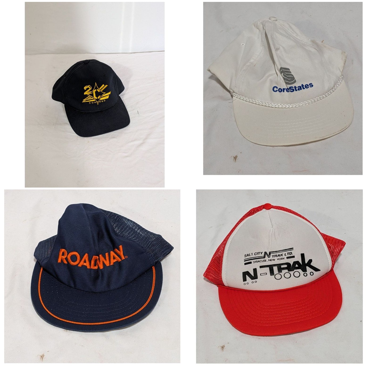 Lot of 4 Vintage Snapback Hats 2C Contend CoreStates Bank Promo Cap Bundle