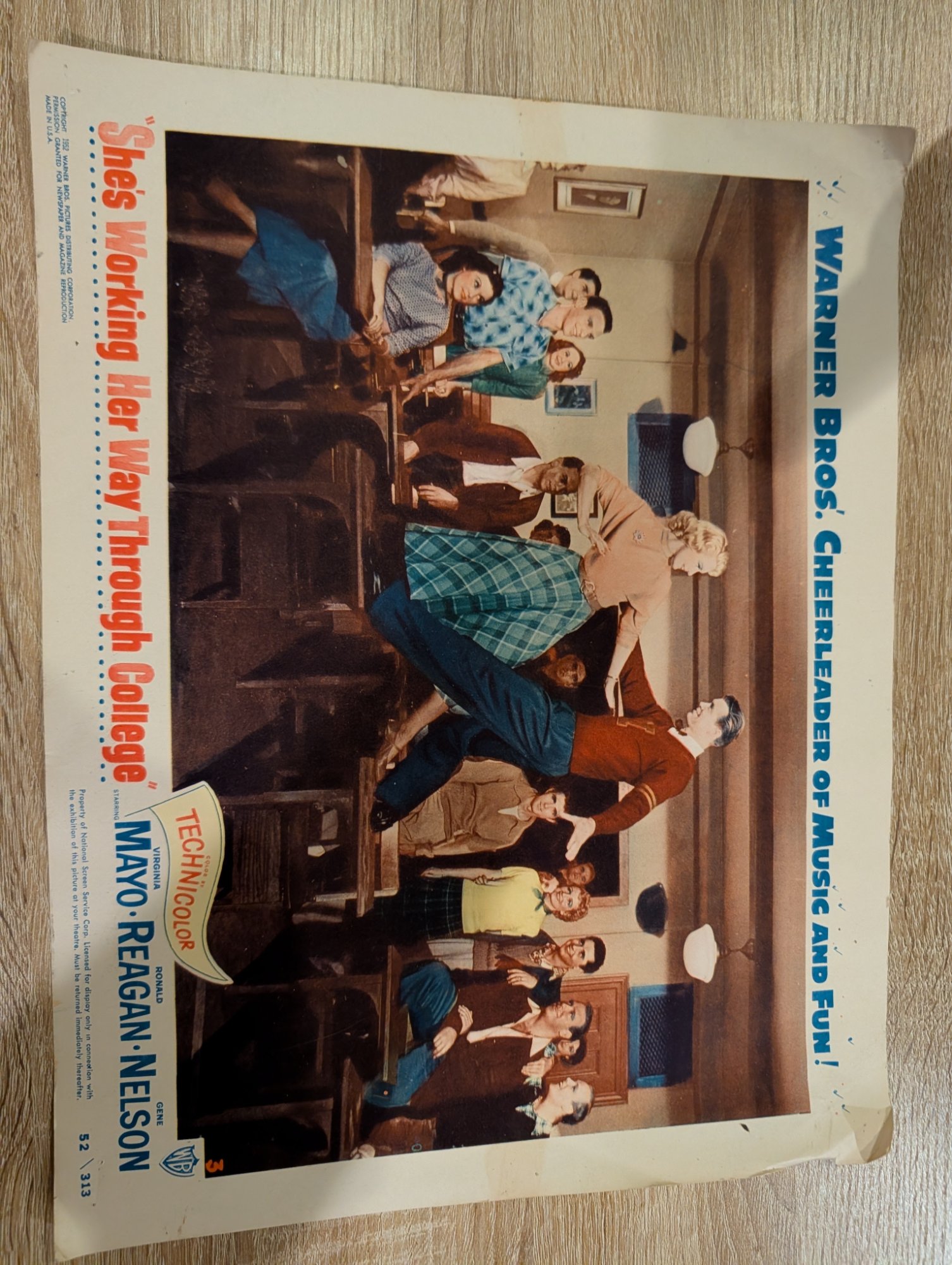She's Working Her Way Through College 1952 Lobby Card 3 Mayo Reagan Nelson Warne